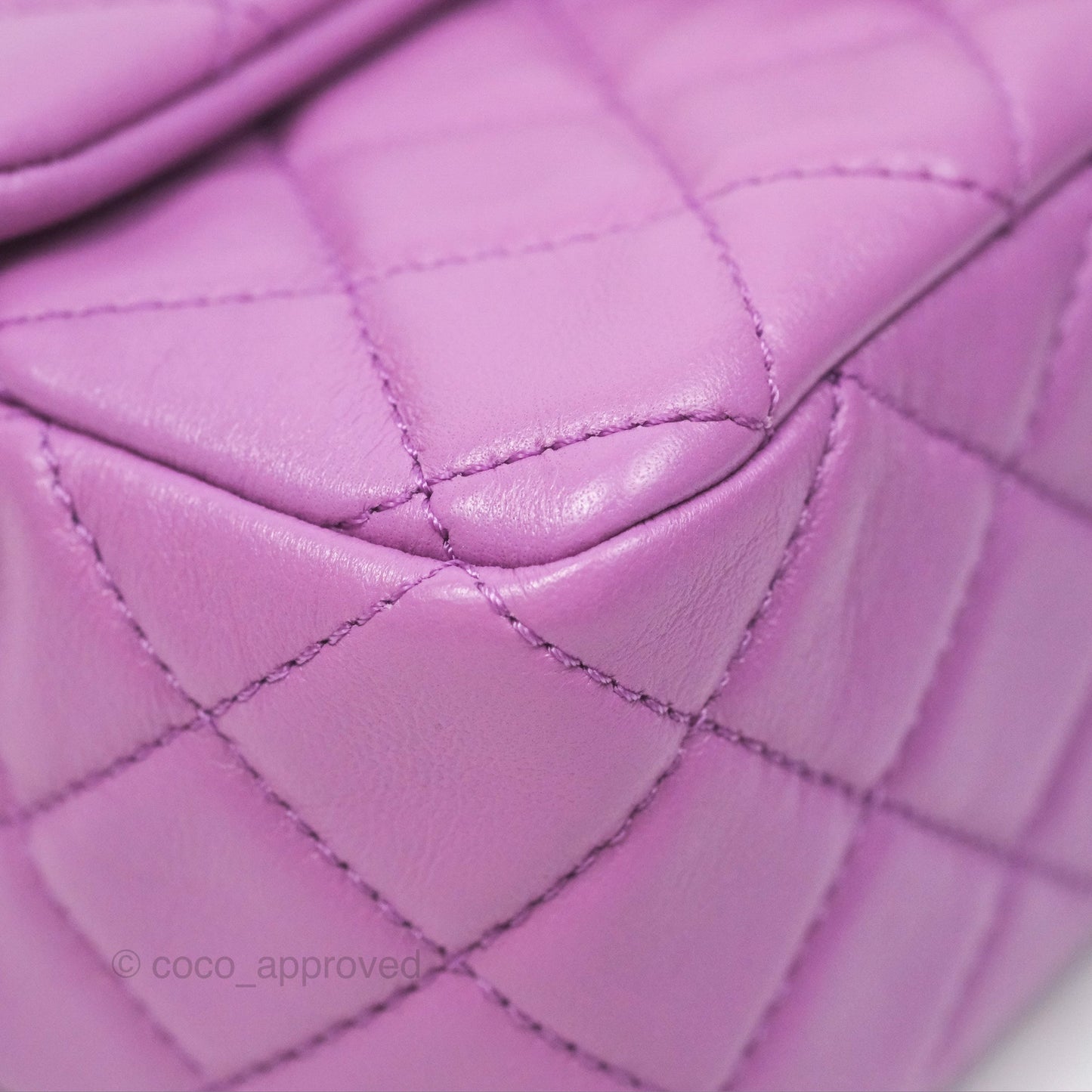 Chanel Mini Rectangular Pearl Crush Quilted Purple Lambskin Aged Gold Hardware