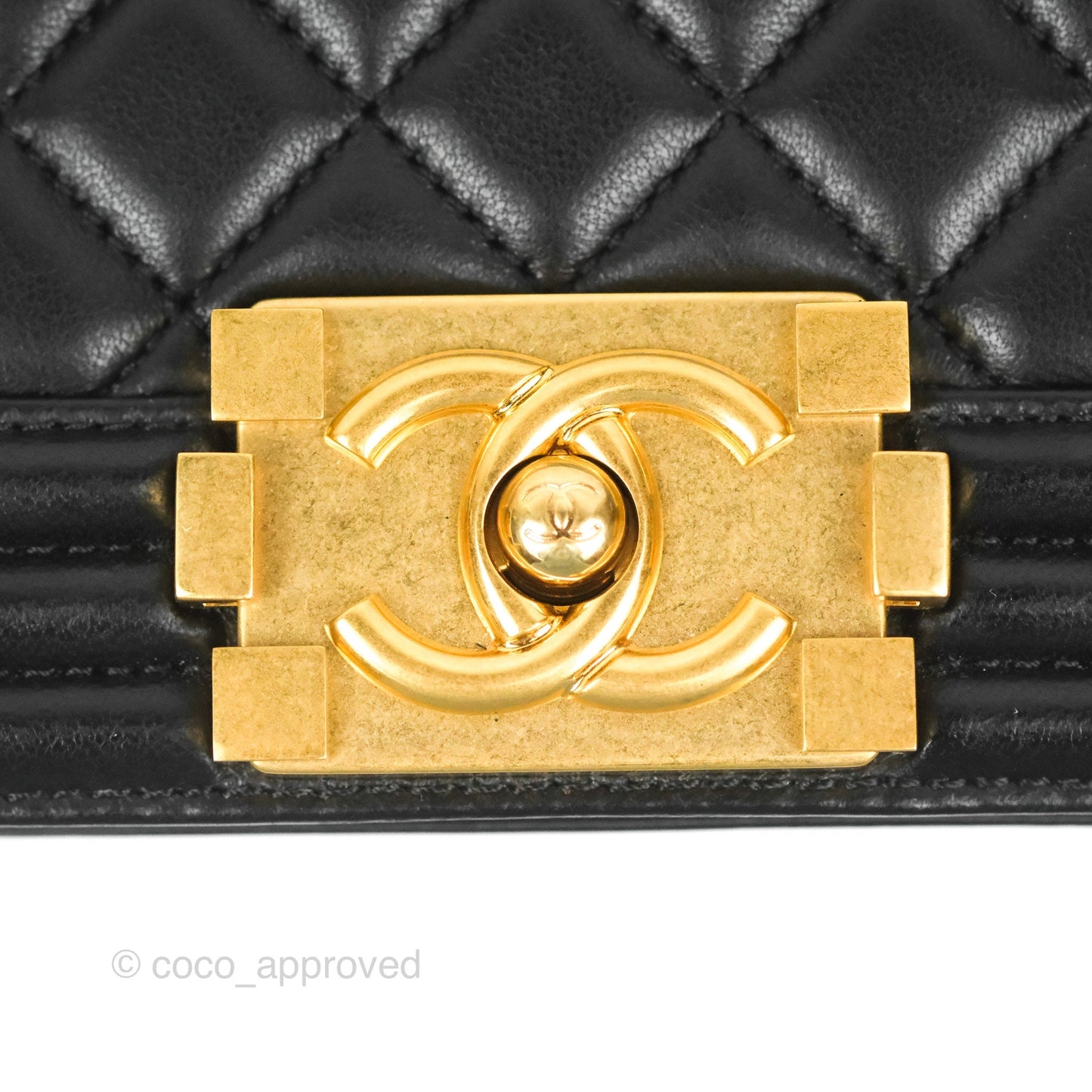 Chanel Quilted Medium Boy Black Lambskin Aged Gold Hardware