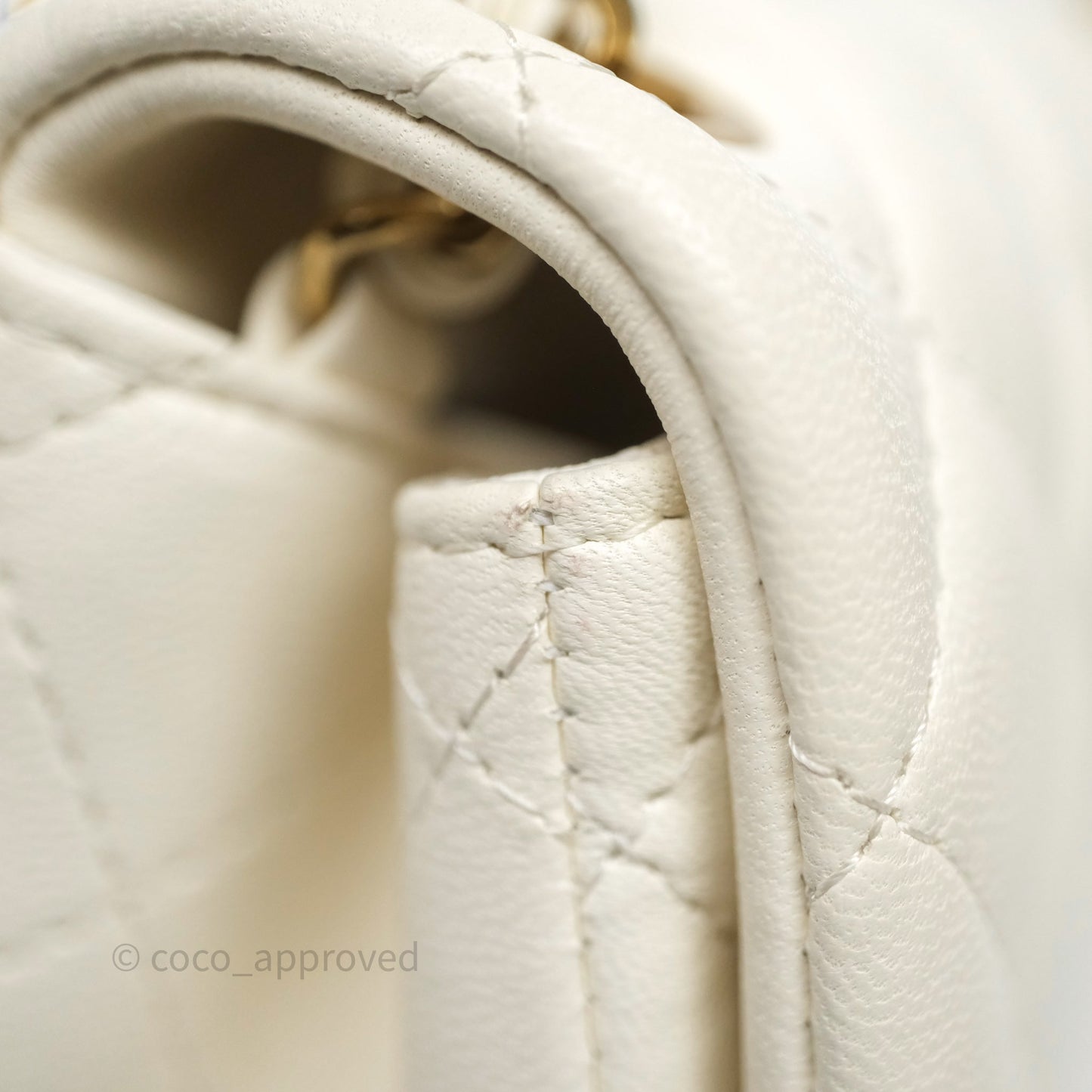 Chanel Quilted Mini Square White Lambskin Gold Hardware