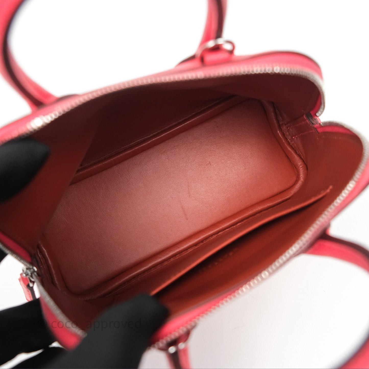 Hermès Bolide Mini 1923 Rose Texas 0E/ Cuivre 6C Evercolor Palladium Hardware