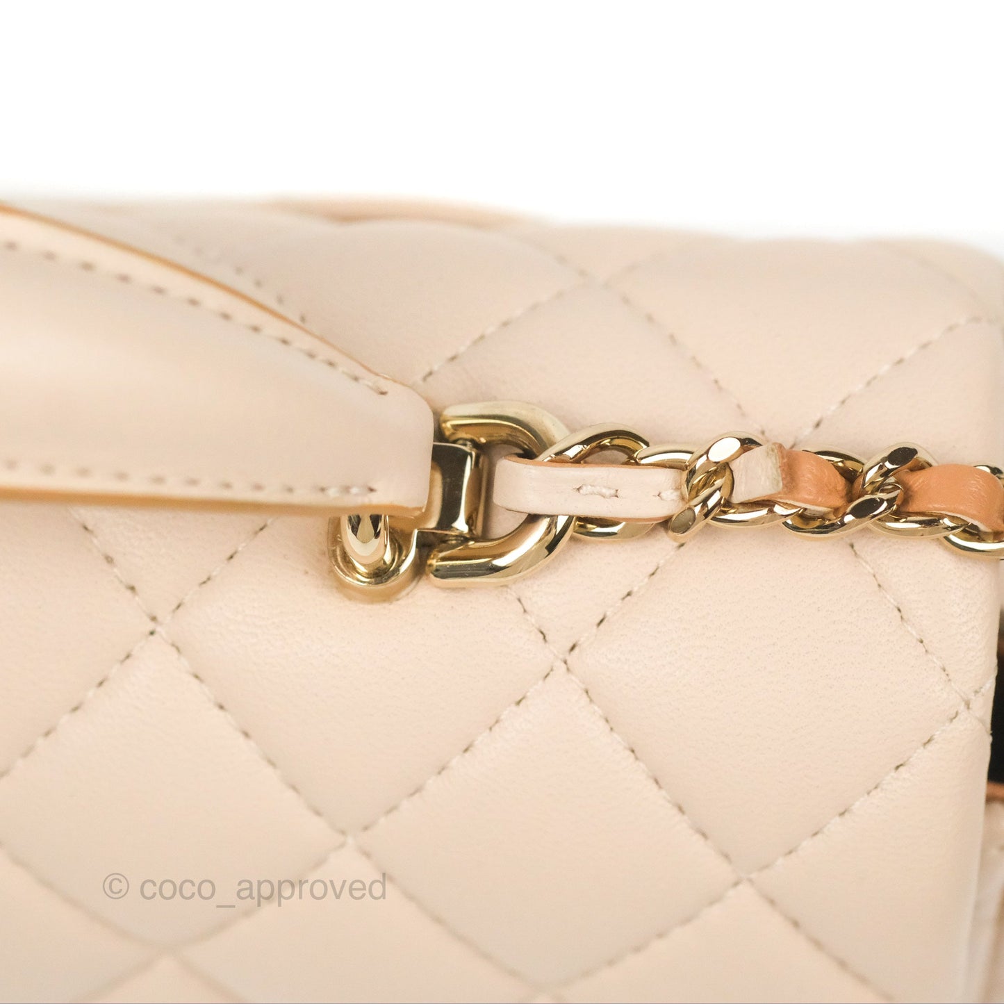 Chanel Top Handle Mini Rectangular Flap Bag Ecru/Beige Lambskin Gold Hardware 23P