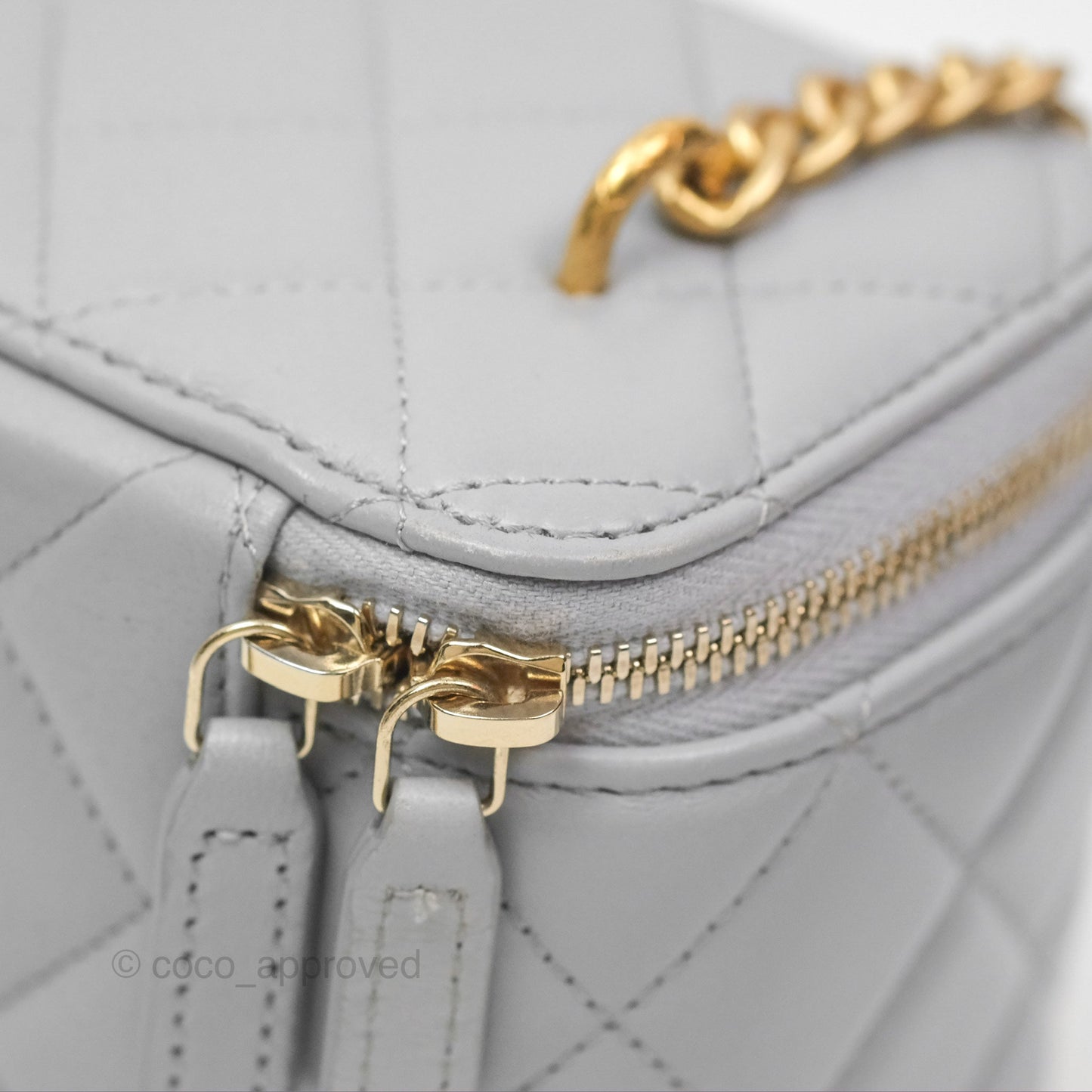 Chanel All Slide Vanity with Adjustable Chain Grey Lambskin Aged Gold Hardware