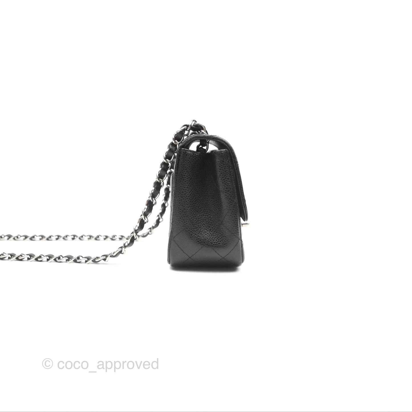 Chanel Mini Square Flap Quilted Black Caviar Silver Hardware