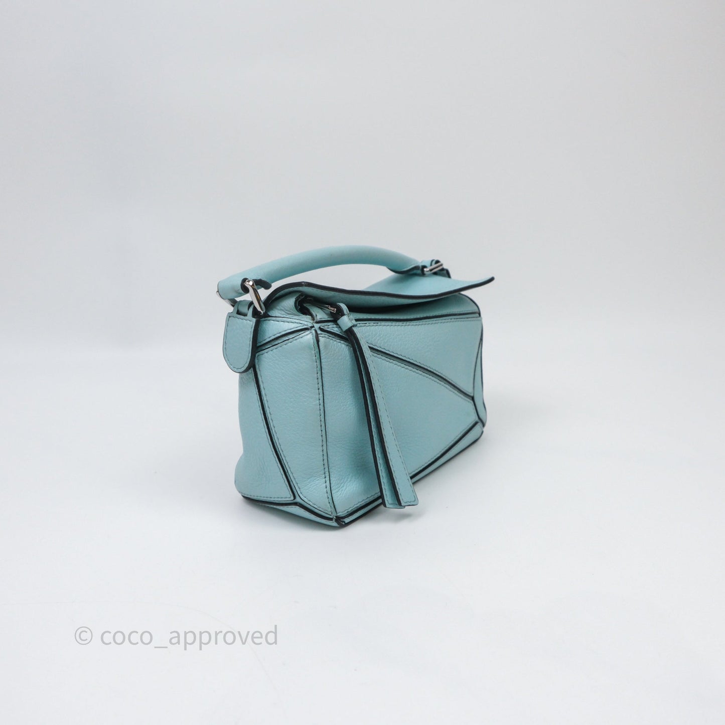 Loewe Mini Puzzle Bag Light Blue Calfskin Silver Hardware