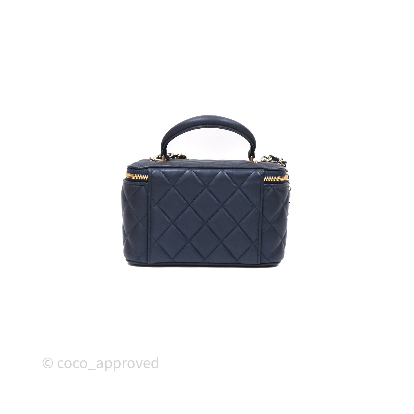 Chanel Top Handle Vanity Irdescent Navy Lambskin Gold Hardware