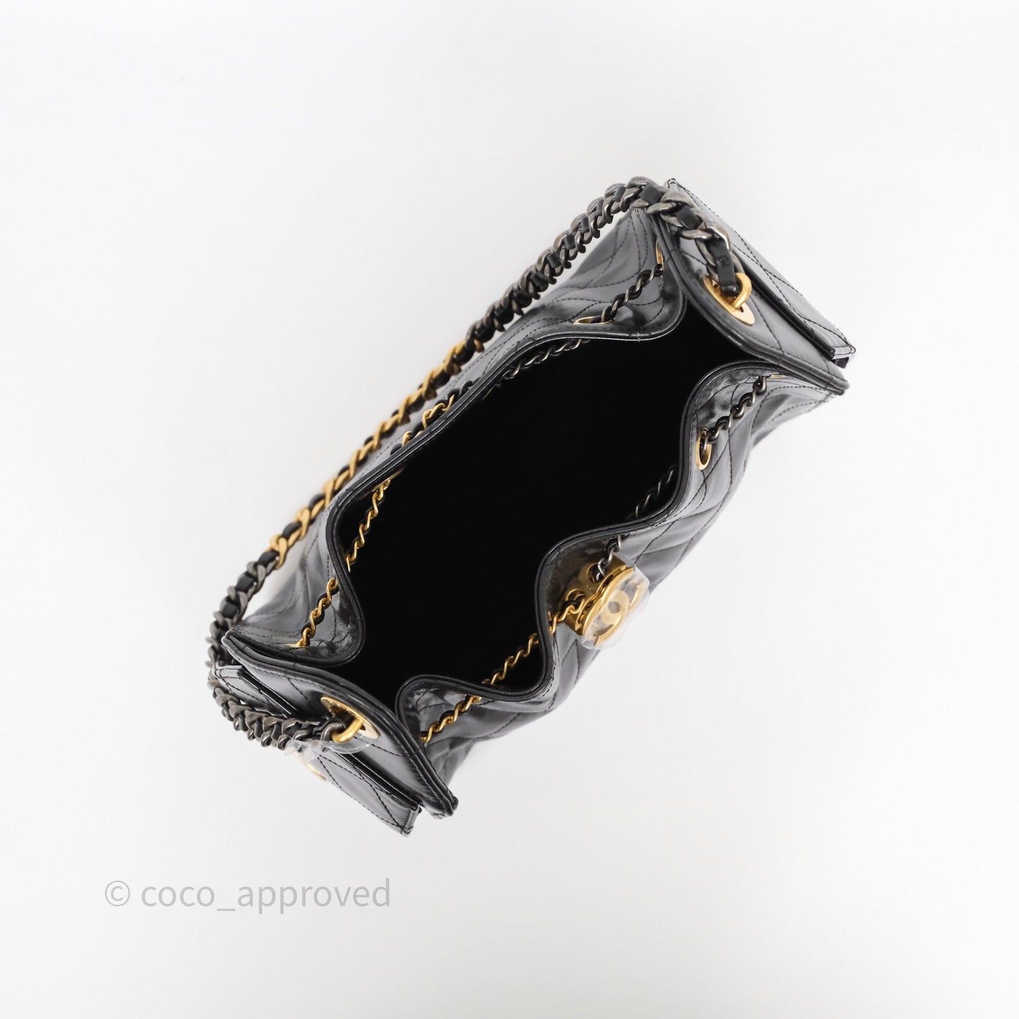 Chanel 25 Mini Black Shiny Crumpled Calfskin Mixed Hardware