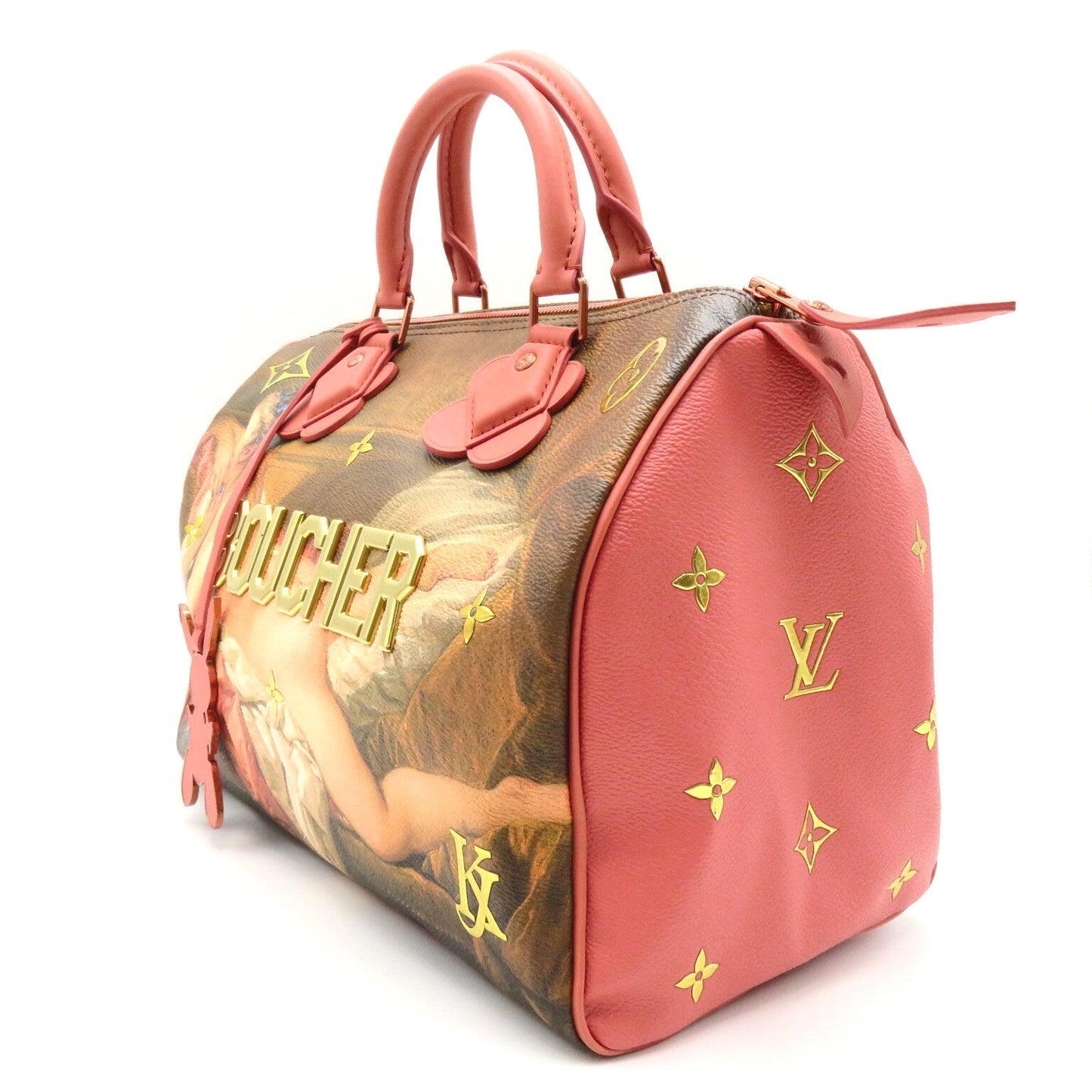 Louis Vuitton Bushe Speedy 30 Handbag Bag PVC ted Canvas Musters Collection  Pink / Multicolor M43353