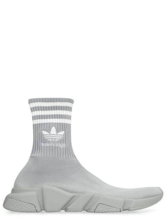 Luxury Balenciaga Embroidered Logo Sock High Top Sneakers Grey