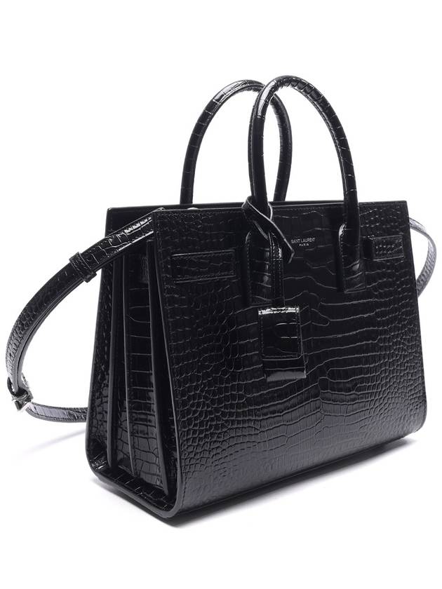 Luxury Saint Laurent Sac De Jour Crocodile Tote Bag Black