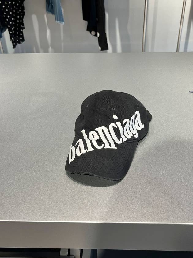 Luxury Balenciaga diagonal logo ball cap black