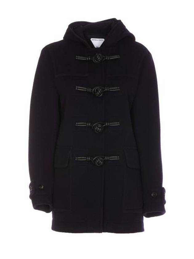 Luxury Bottega Veneta Knot Wool Duffel Coat Navy