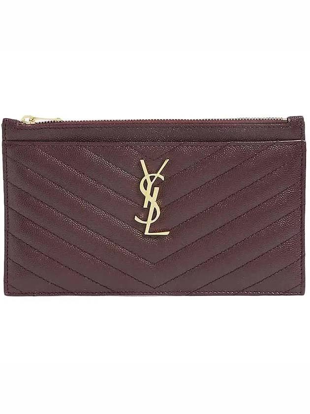 Luxury Saint Laurent Monogram Quilted Clutch Bag Dark Red