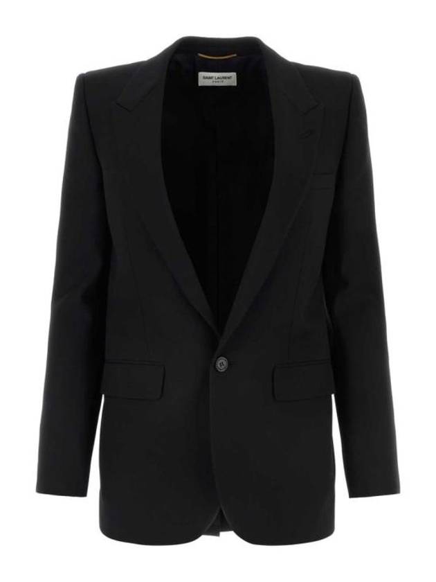 Luxury Saint Laurent Women's Single Breasted Blazer Virgin Wool Jacket Black