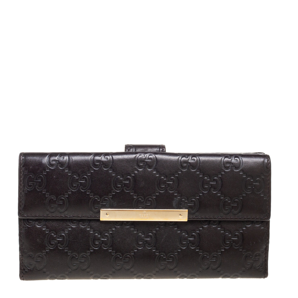 Luxury Gucci Trending 2025 Dark Brown Luxury Gucci Trending 2025ssima Leather Flap Continental Wallet..
