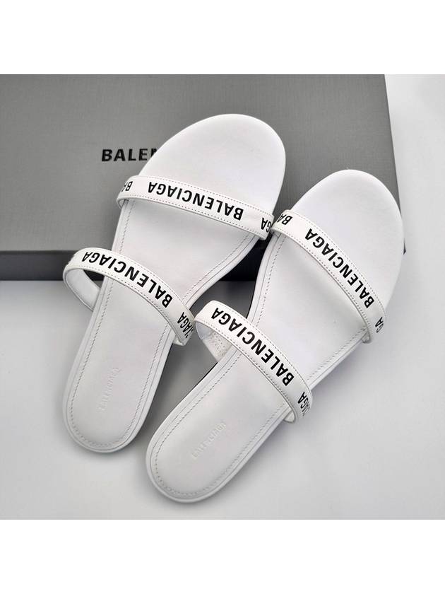 Luxury Balenciaga Logo Round Slippers White