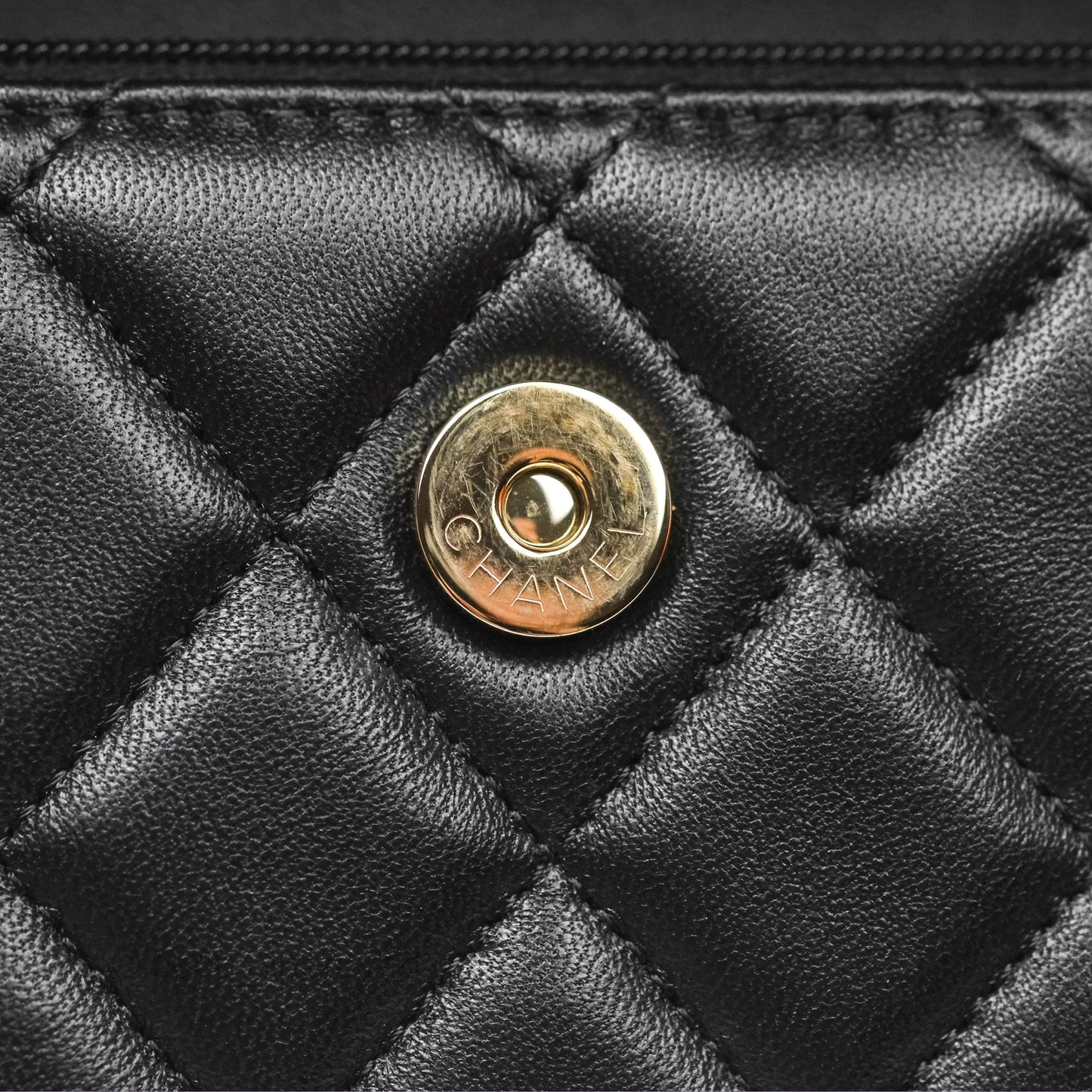 Chanel Camellia Handle Mini WOC Phone Holder with Chain Black Lambskin 23K