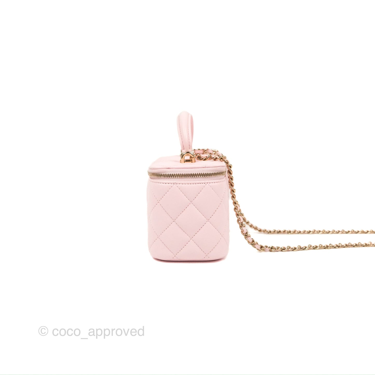 Chanel Vanity Rectangular Top Handle Pink Lambskin Gold Hardware