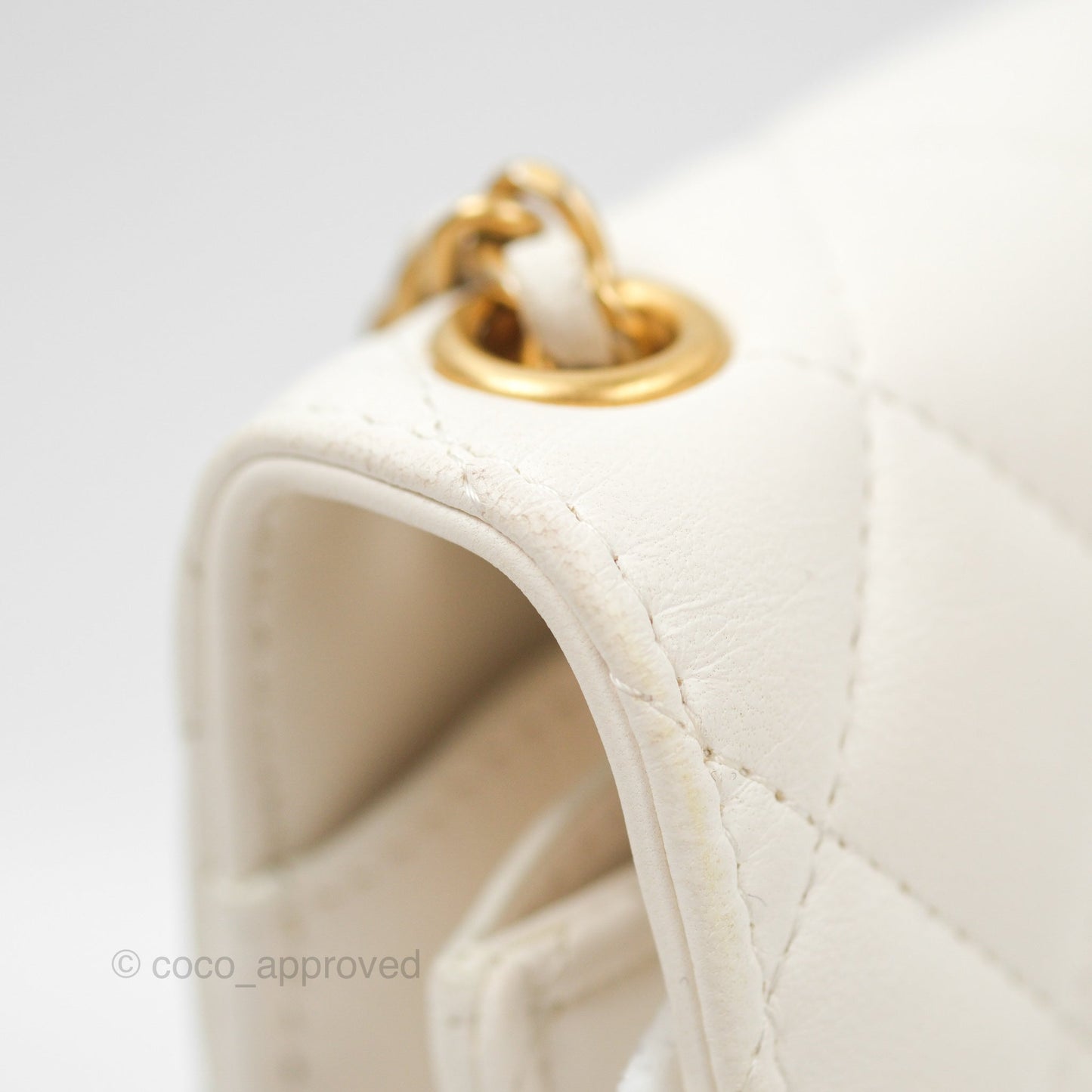 Chanel Quilted Pearl Crush Phone Holder With Chain White Lambskin