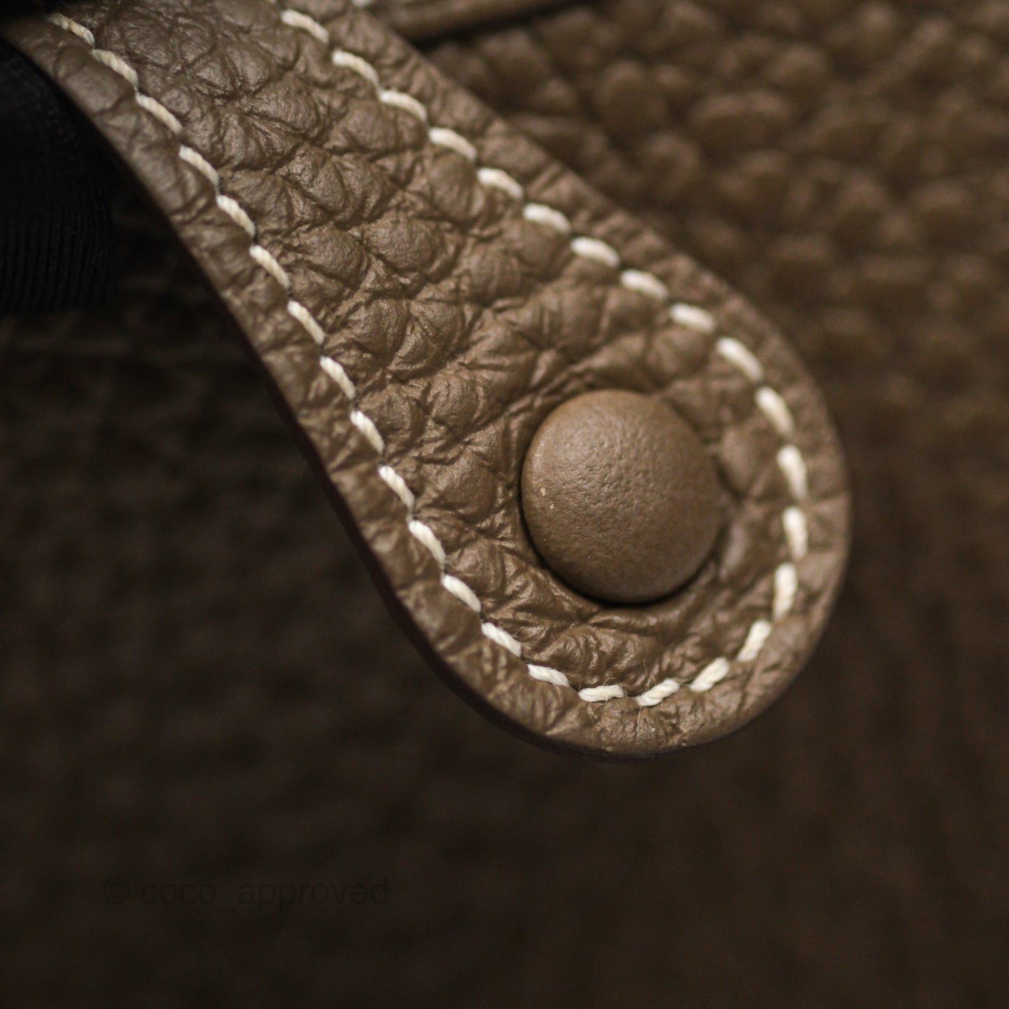 Hermès Mini Evelyne 16 Etoupe 18 Clemence Palladium Hardware with Bleu Indigo Strap
