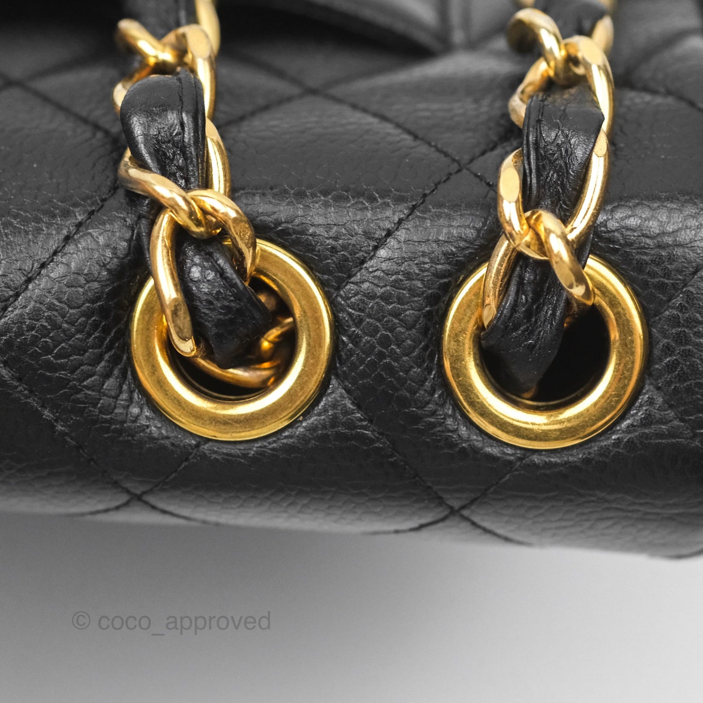 Chanel Vintage Jumbo Single Flap Black Caviar 24K Gold Hardware