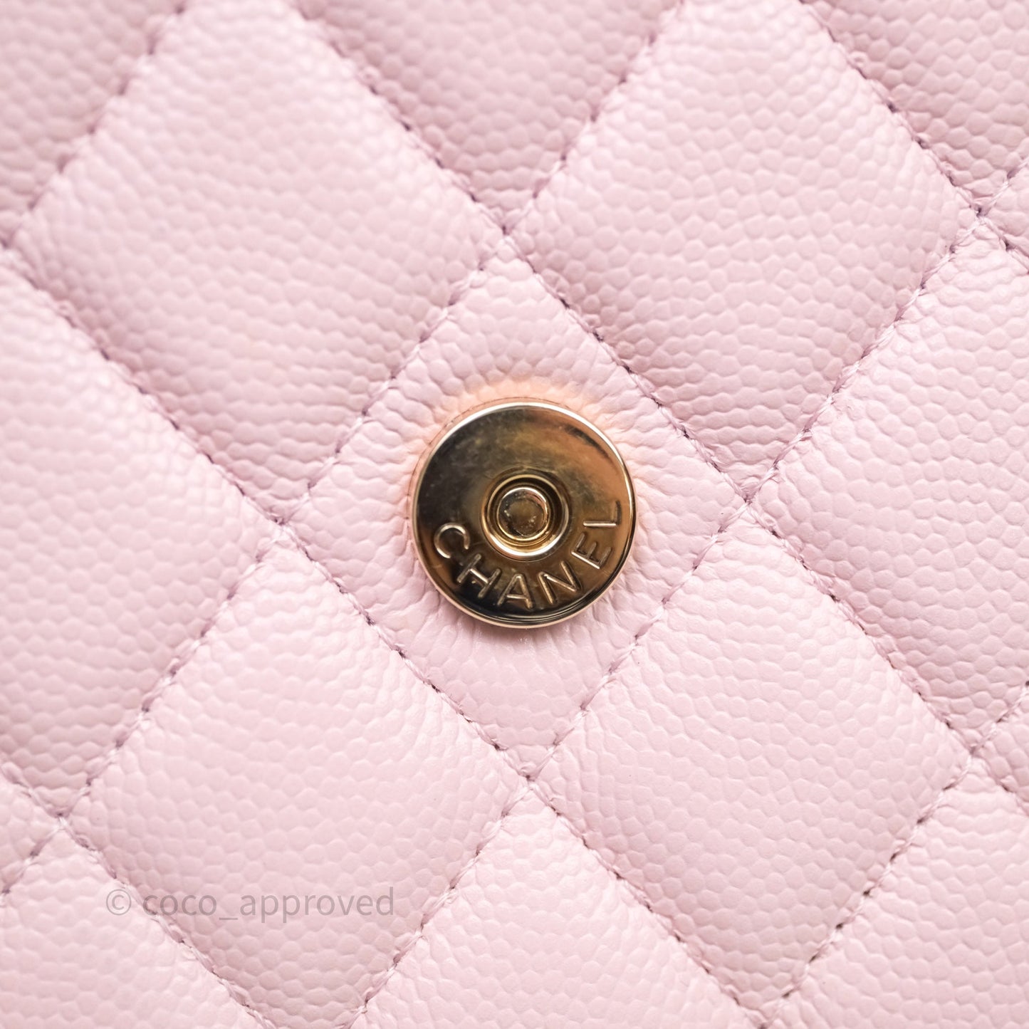 Chanel Quilted Crystal CC Pink Caviar Airpods Phone Case With Chain Light Gold Hardware