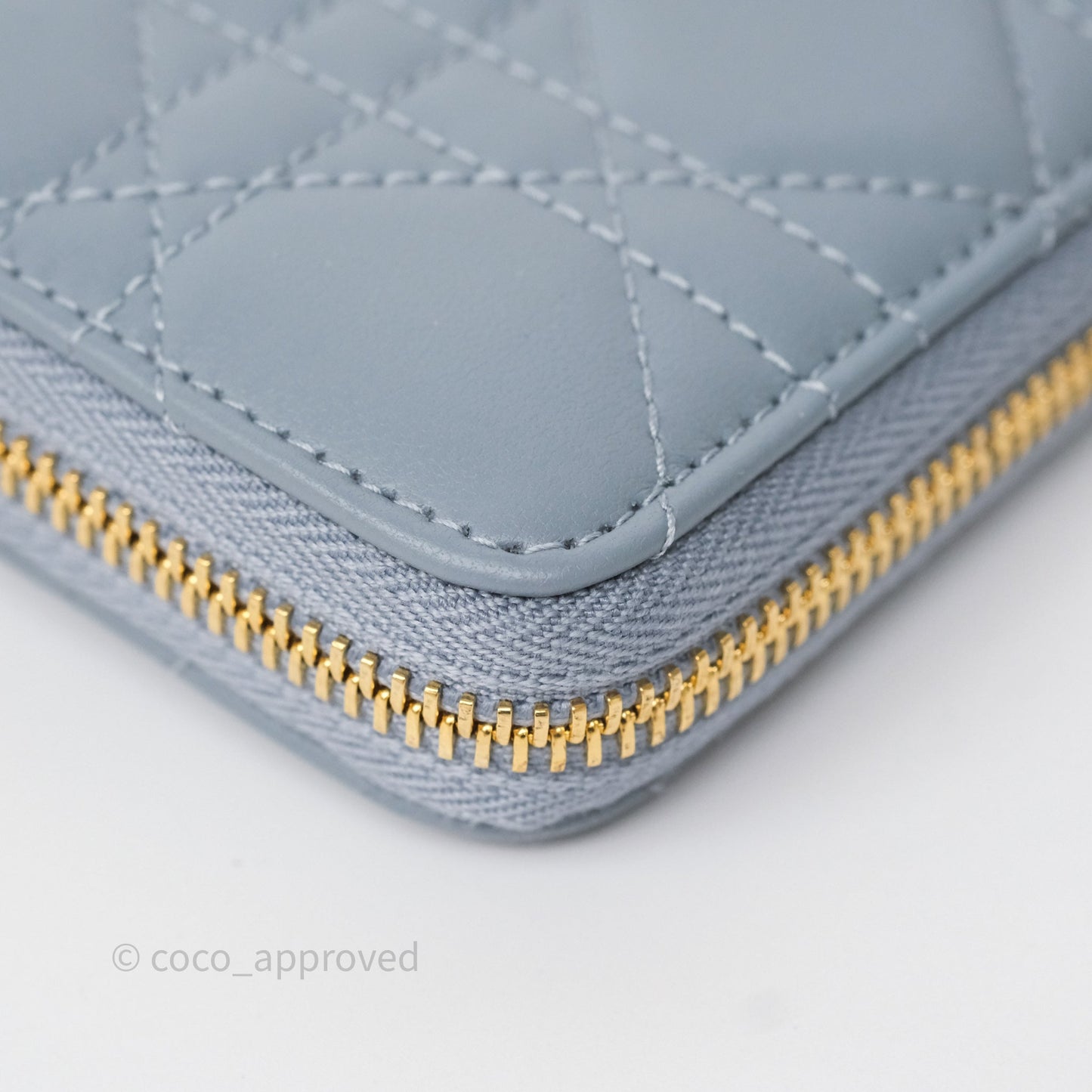 Dior Small Lady Dior Voyageur Coin Purse Cloud Blue Lambskin Cannage