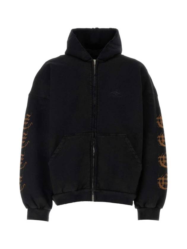 Luxury Balenciaga Heavy Metal Oversized Zip-Up Hoodie Black