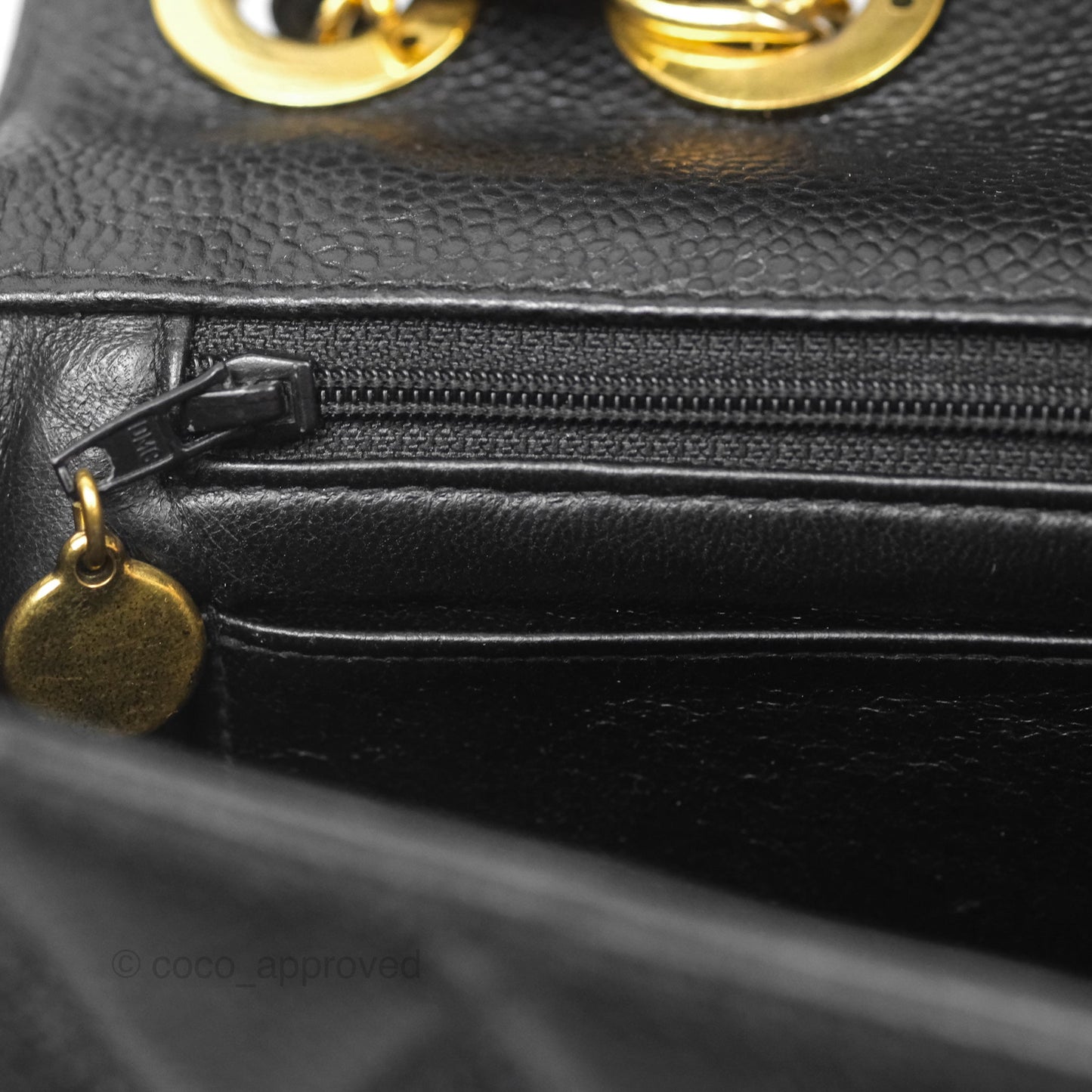 Chanel Vintage Jumbo Single Flap Black Caviar 24K Gold Hardware