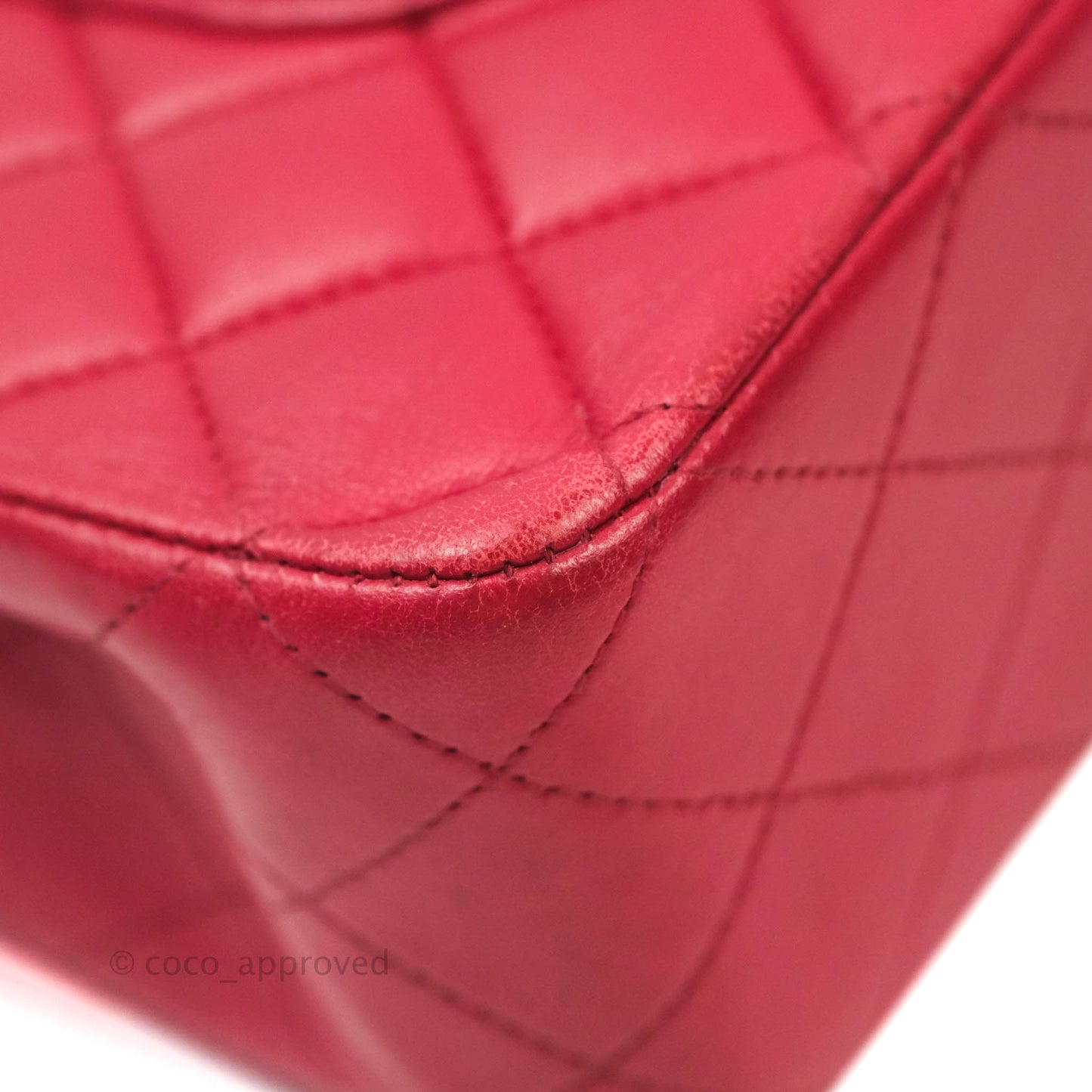 Chanel Classic M/L Medium Double Flap Red Lambskin Silver Hardware
