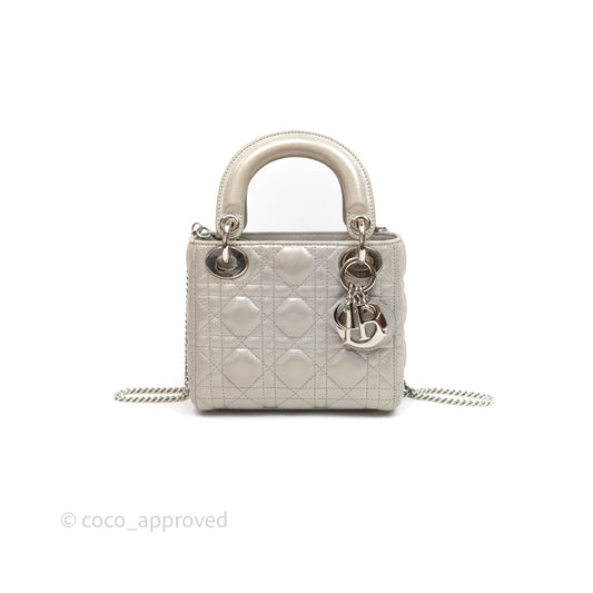 Christian Dior Calfskin Cannage Mini Lady Dior Grey