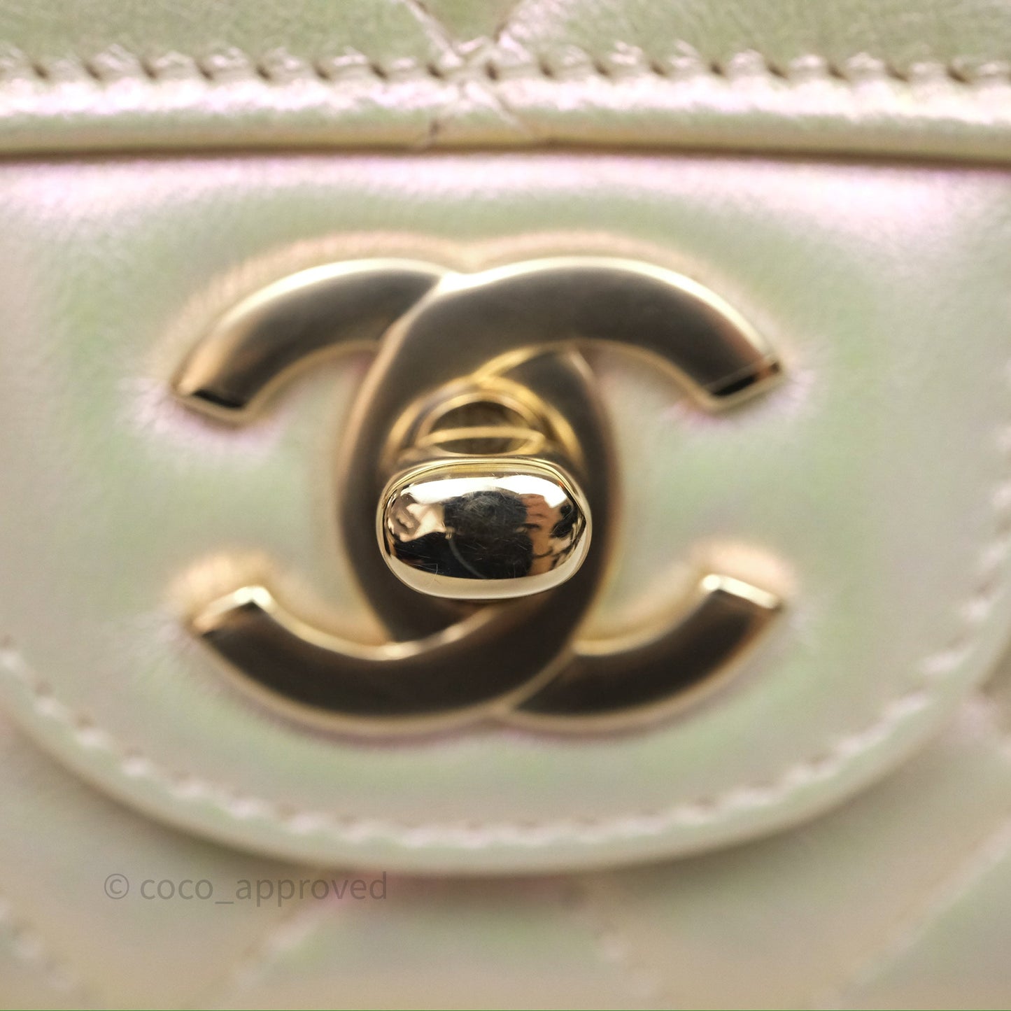 Chanel Mini Rectangular Quilted Iridescent Ivory Lambskin Gold Hardware 20B