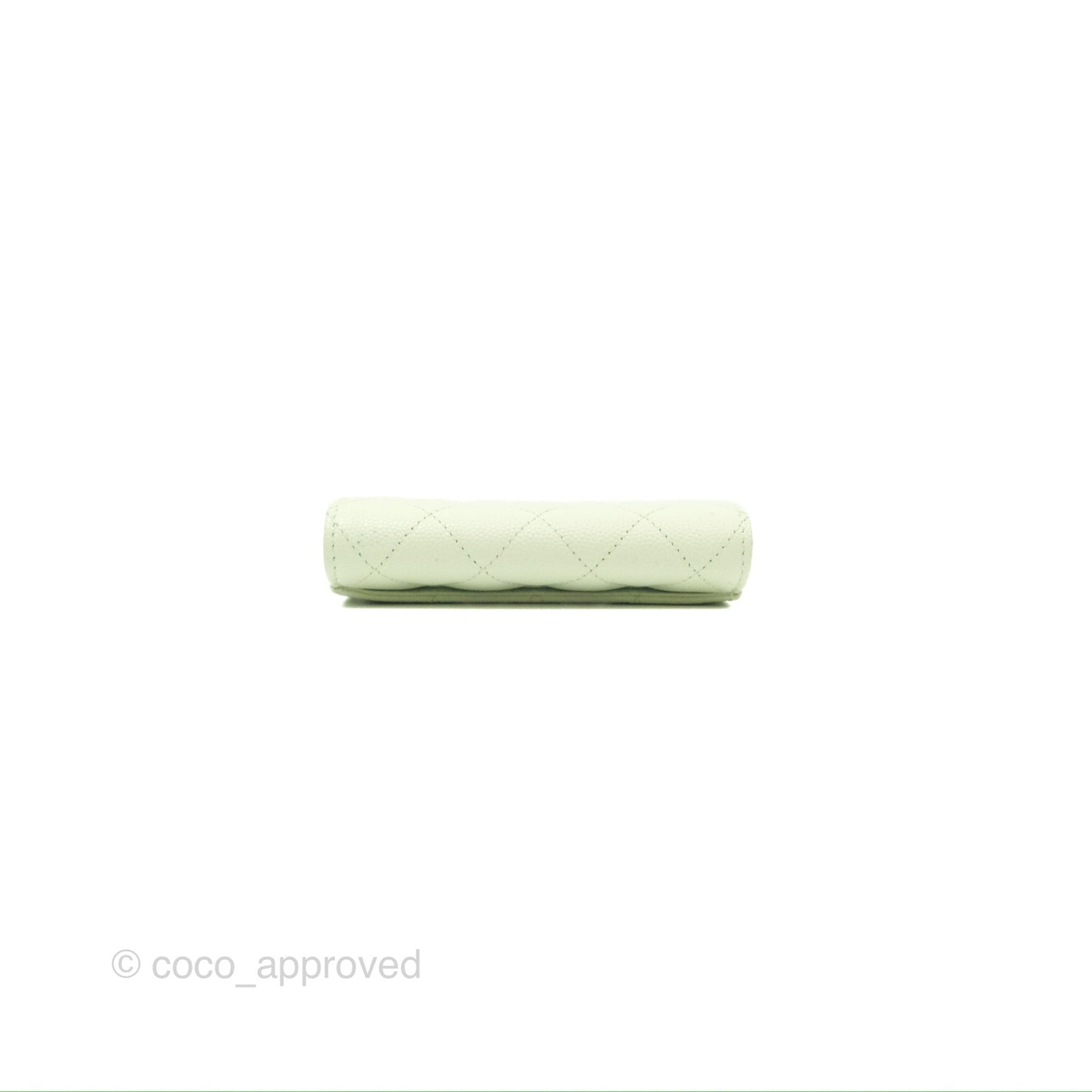 Chanel Quilted Flap Card Holder Light Green Caviar Gold Hardware
