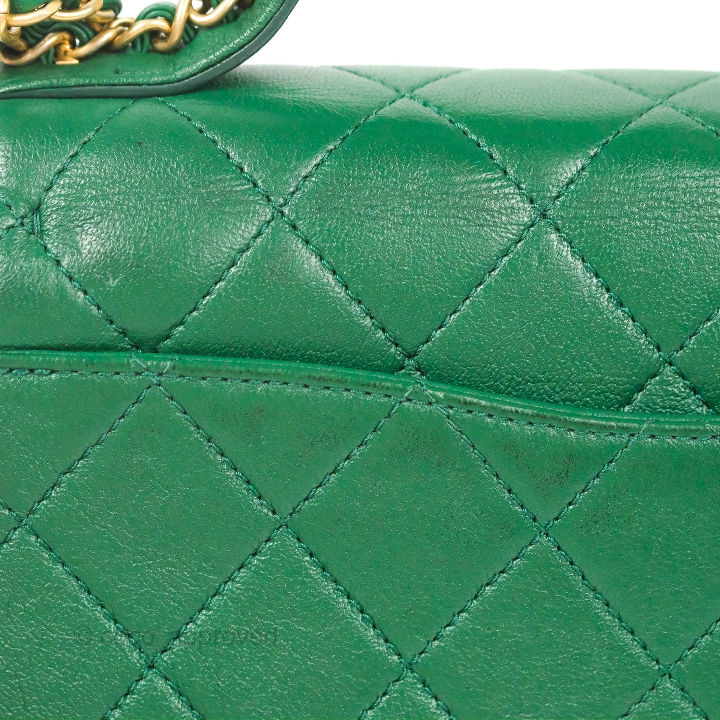 Chanel Chain Infinity Top Handle Bag Green Lambskin Aged Gold Hardware