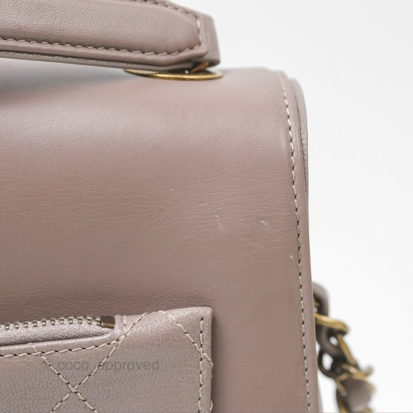 Chanel Coco Curve Flap Burnished Lilac Grey Calfskin Goatskin Antique Gold Hardware