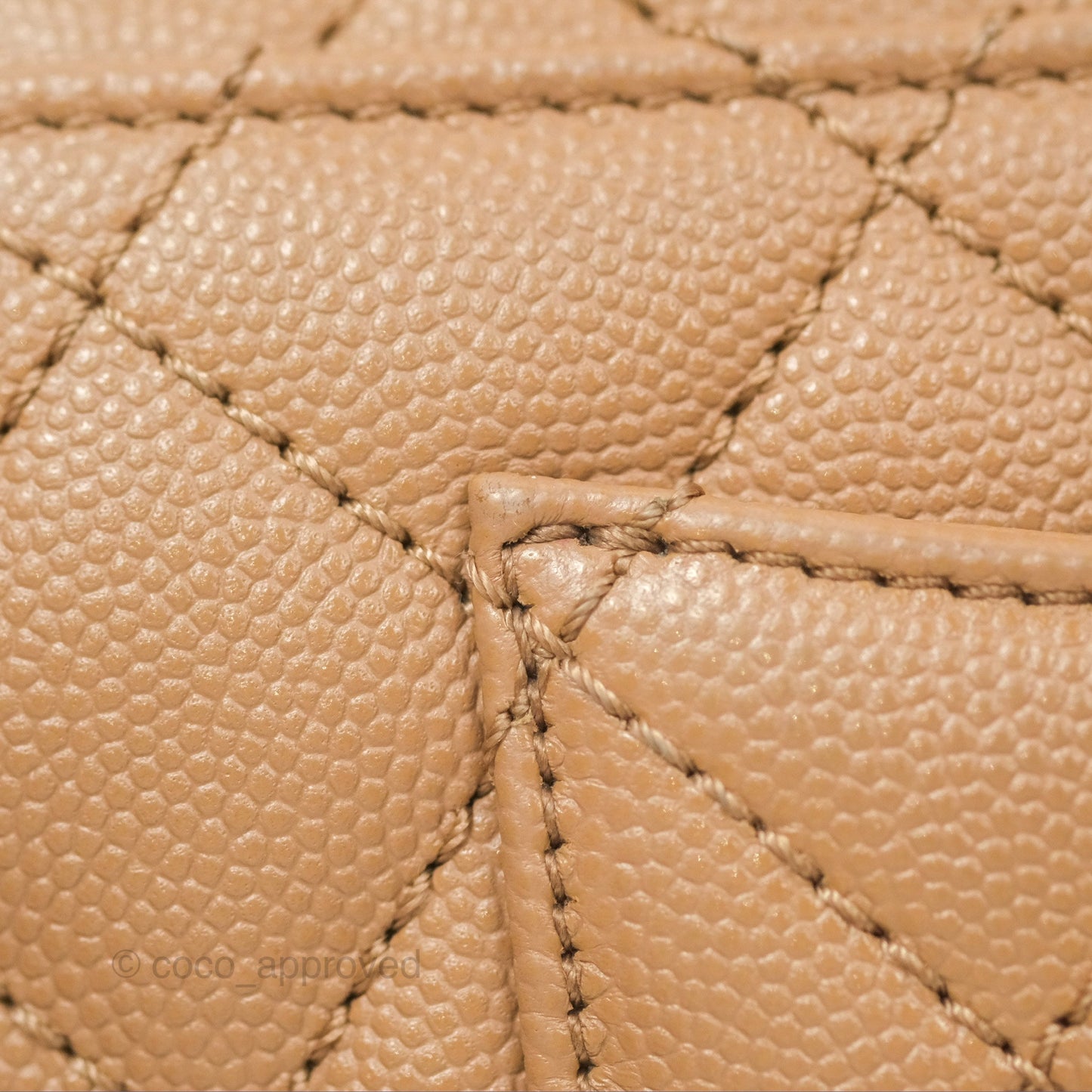 Chanel Mini Coco Handle Quilted Beige Caviar Gold Hardware