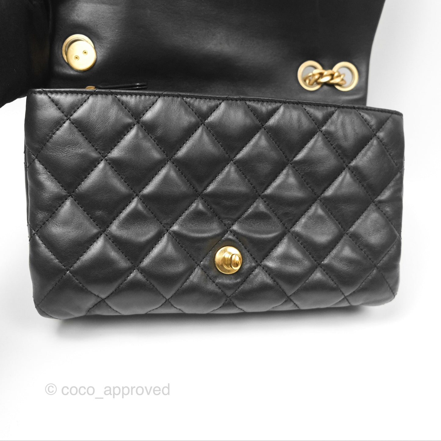 Chanel Flap Bag with Adjustable Strap Black Lambskin Aged Gold Hardware 22K