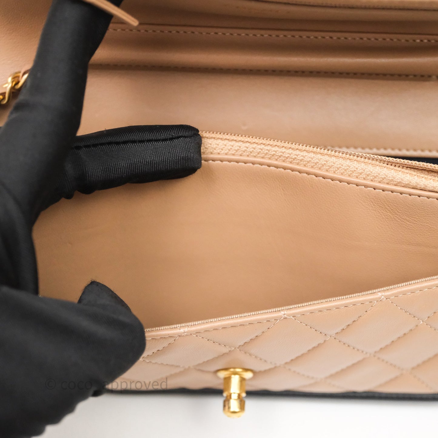 Chanel Quilted Medium Elegant CC Flap Beige Lambskin Gold Hardware