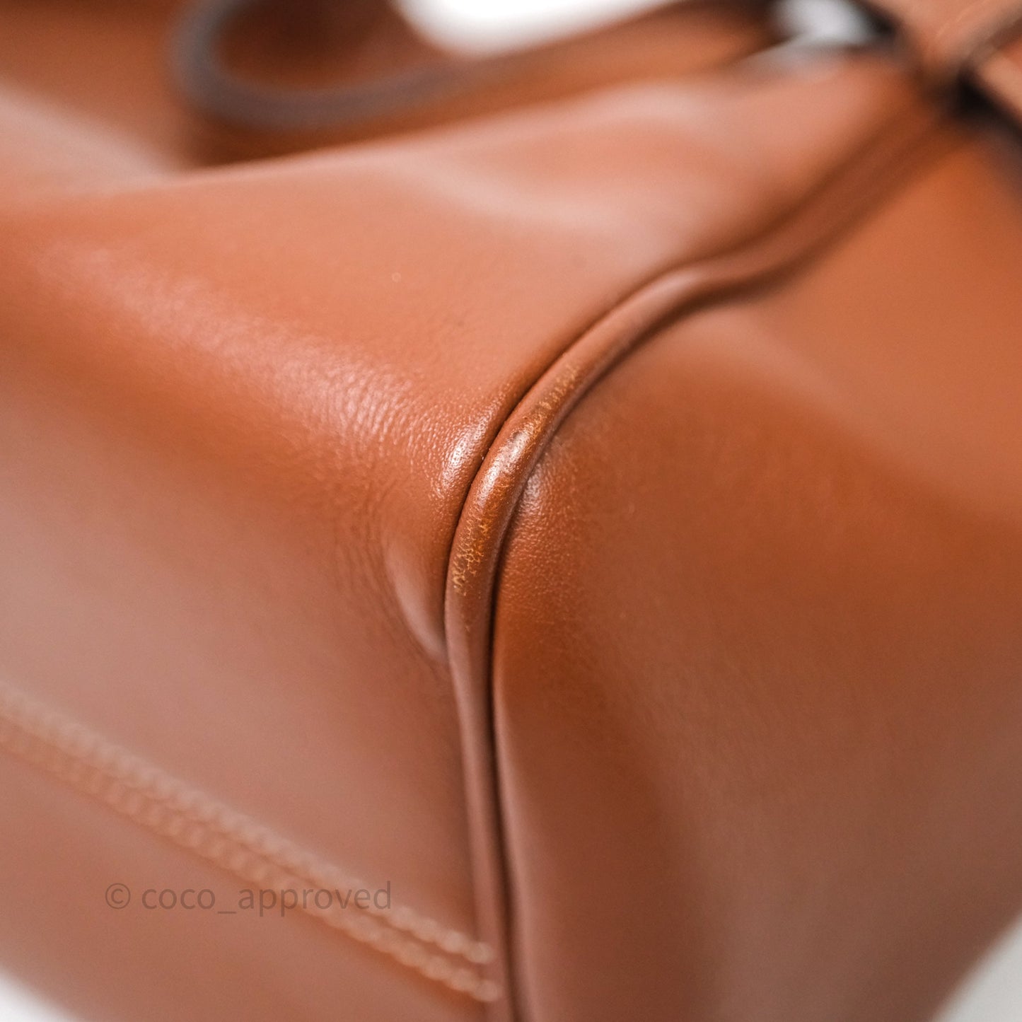 Celine Drawstring Cabas Tote Bag Triomphe in Grained Calfskin Tan