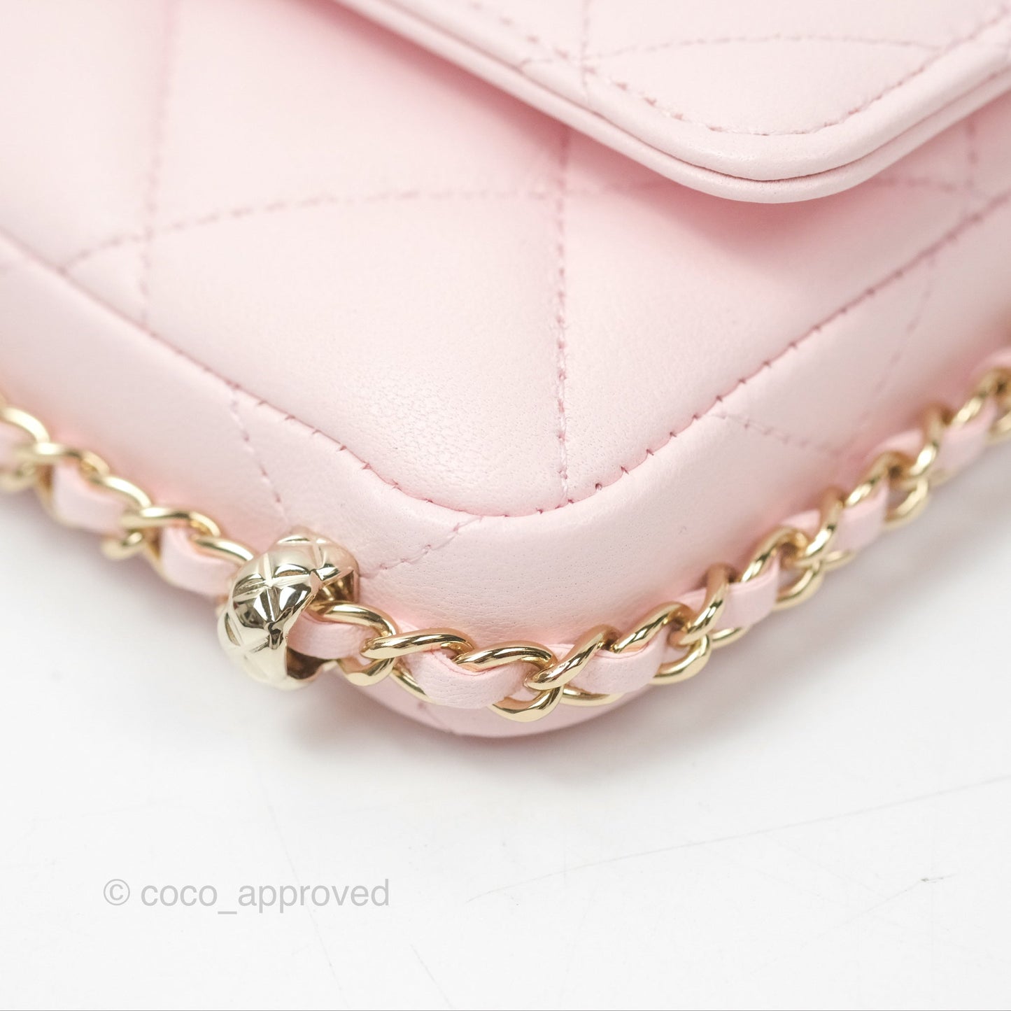 Chanel Mini Chain Around Clutch With Chain Pink Lambskin Gold Hardware