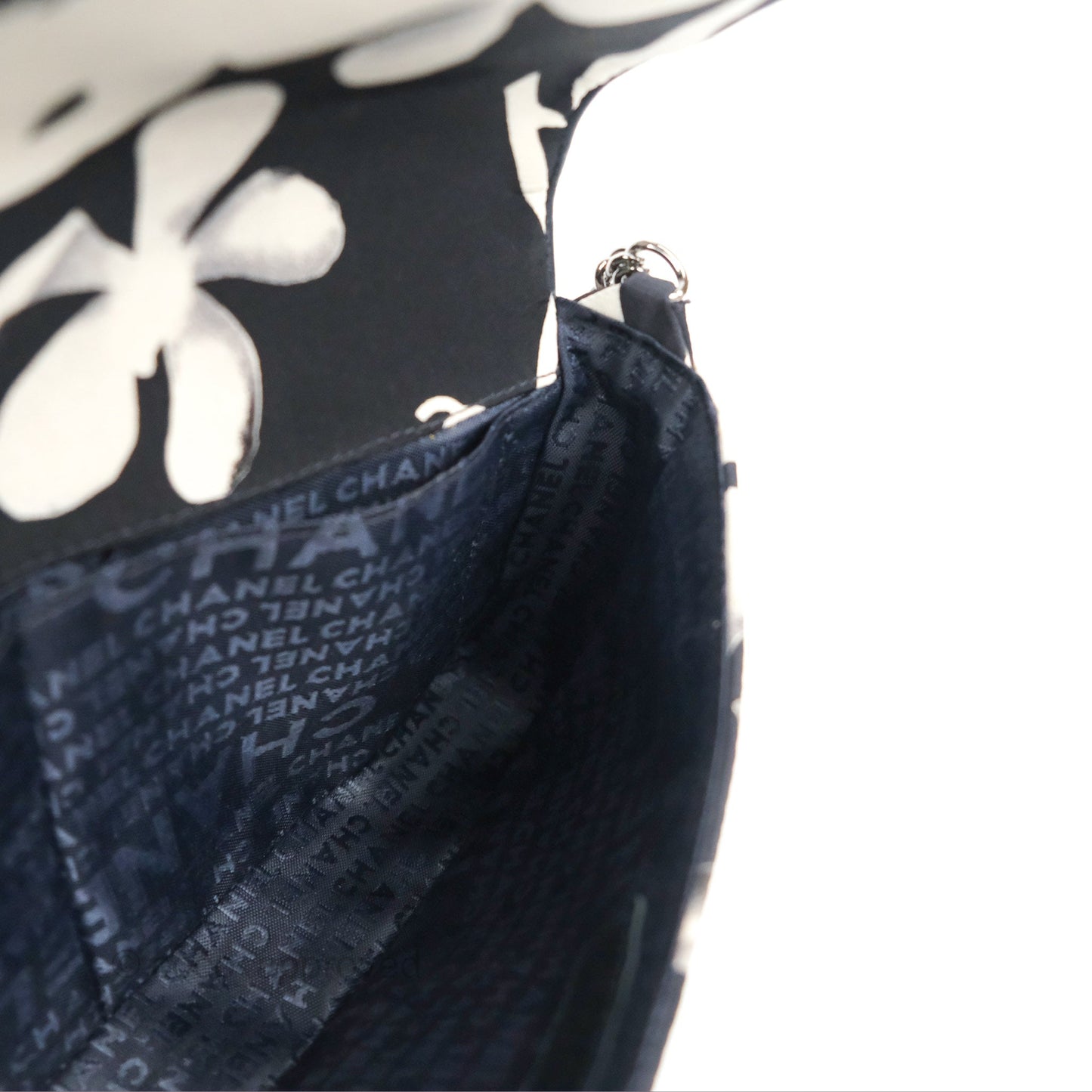 Chanel Timeless Tahiti Canvas Bag Navy Leather