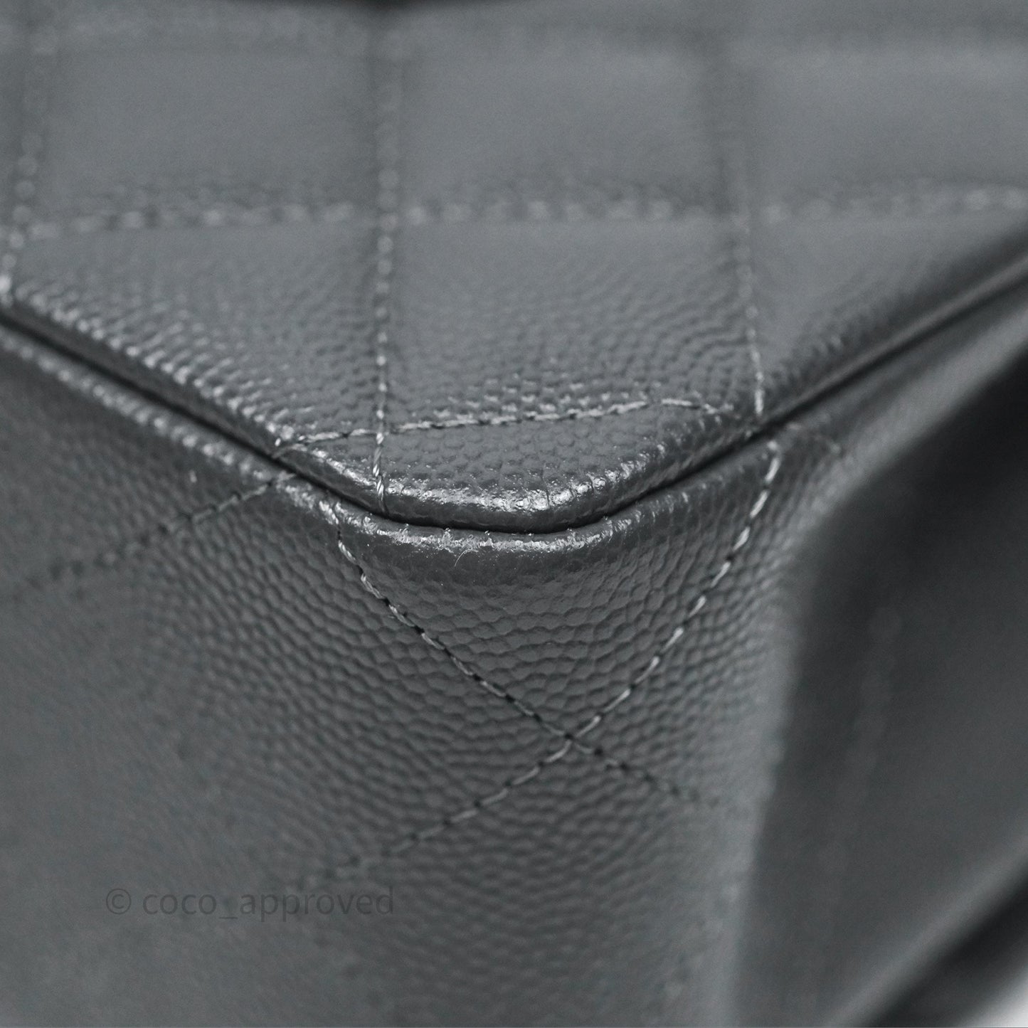 Chanel Classic M/L Medium Flap Quilted Dark Grey Caviar Gold Hardware