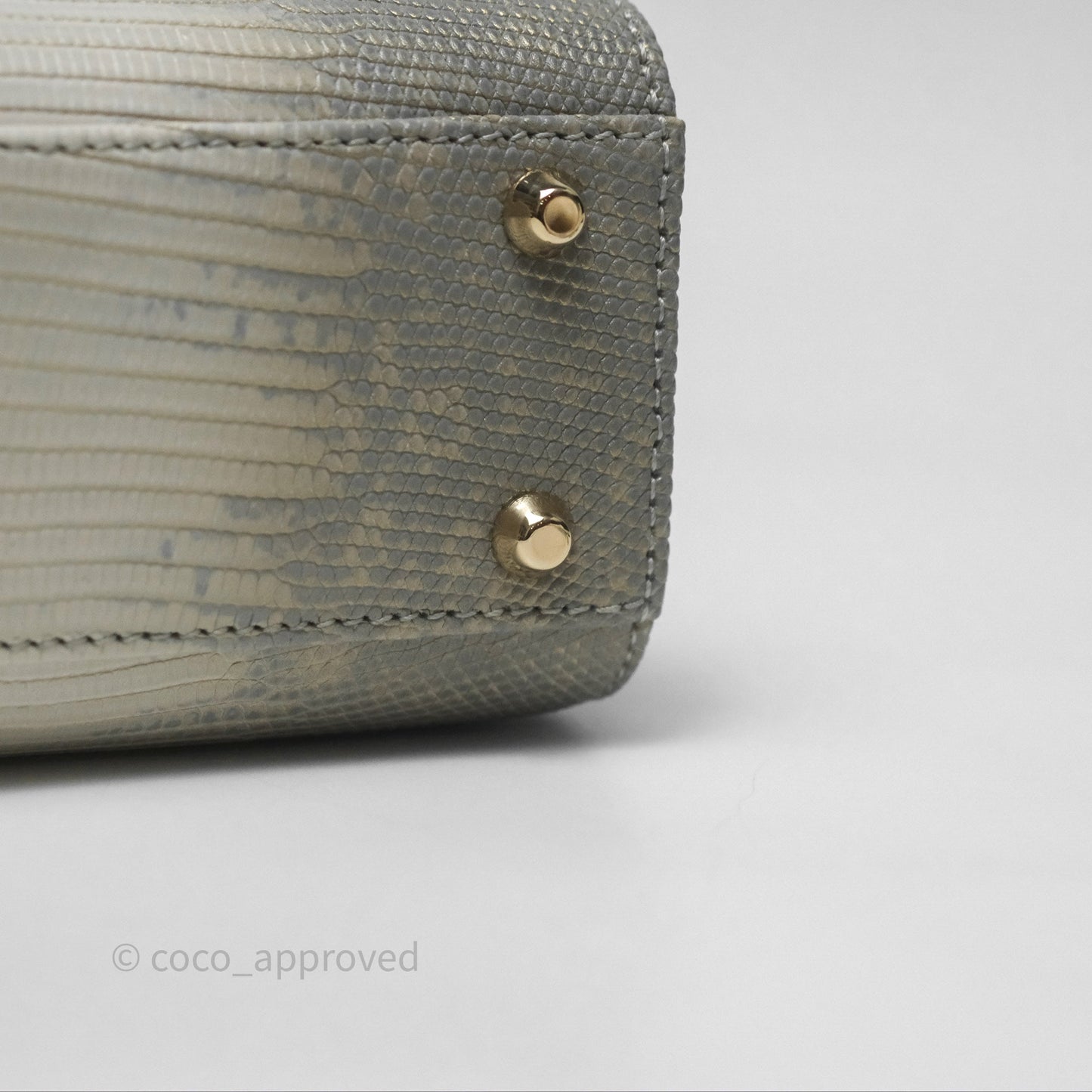 Dior Mini Lady Dior Ombre Grey White Lizard Gold Hardware