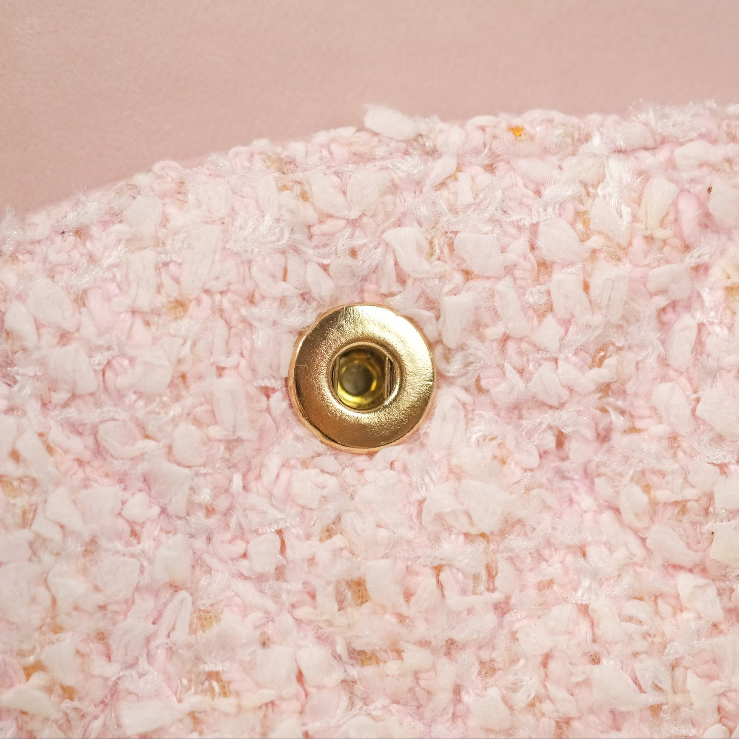 Chanel Classic M/L Medium Quilted Double Flap Pink Tweed Matte Gold Hardware