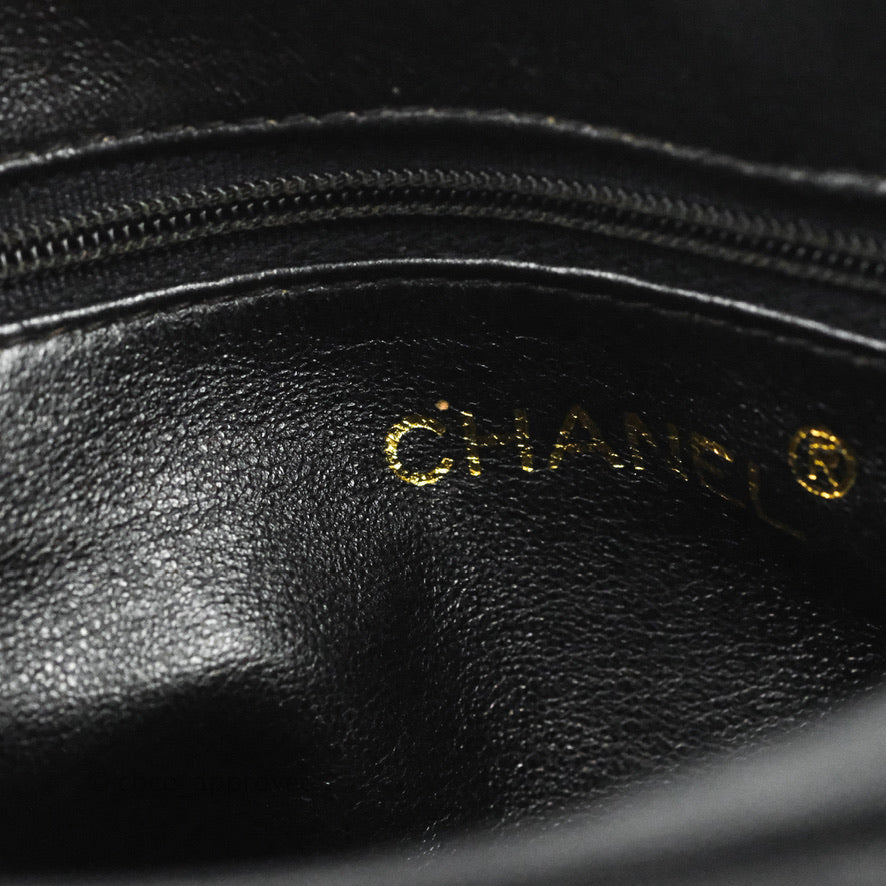 Chanel Quilted Camera Case Bag Black Lambskin Aged Gold Hardware