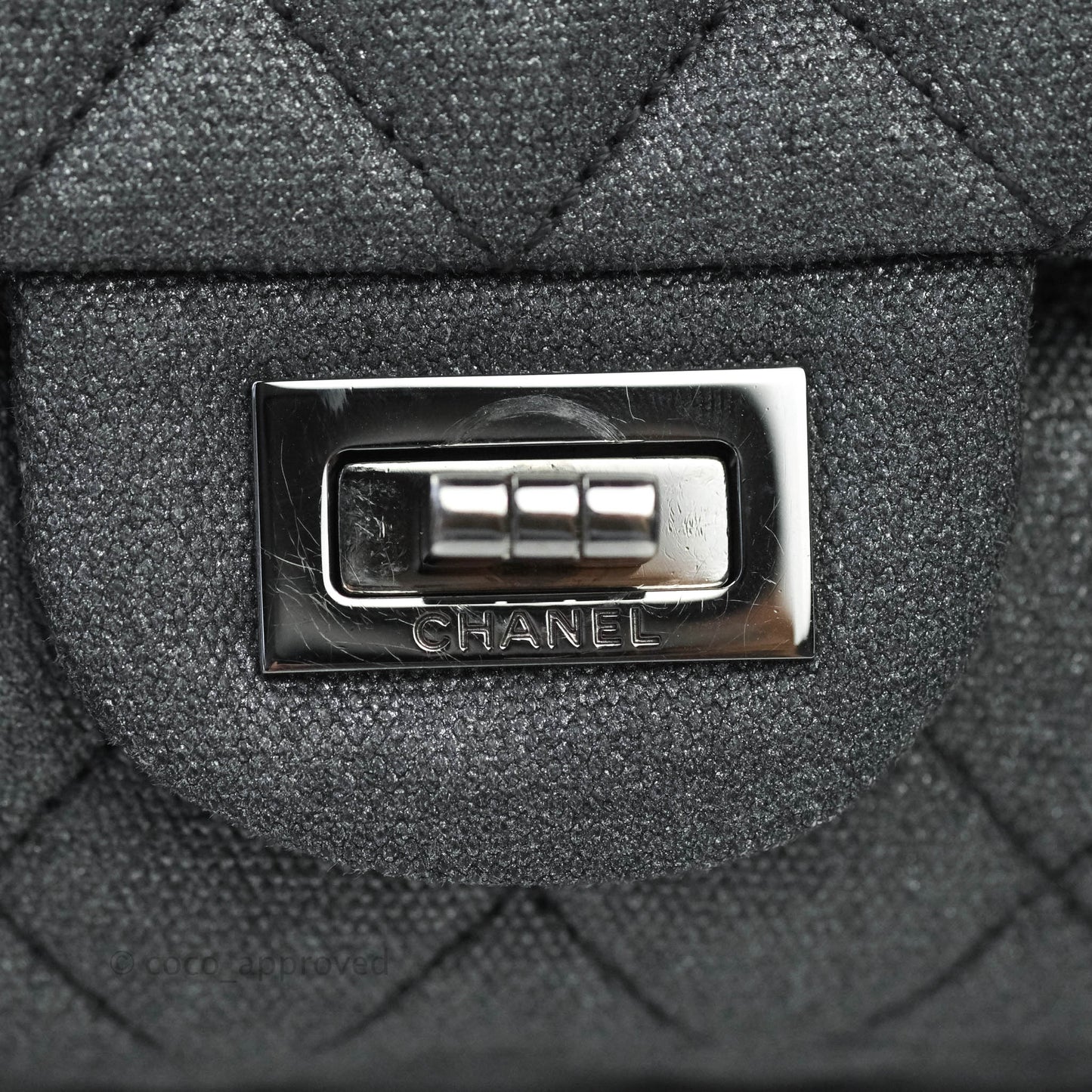 Chanel 2.55 Reissue Lucky Charms 225 Flap Iridescent Metallic Grey Canvas Gun Metal