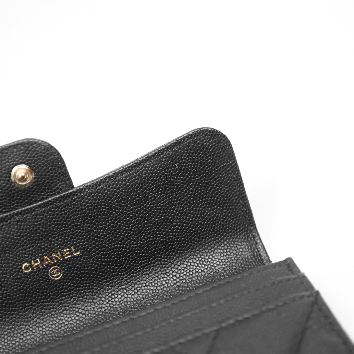 Chanel Classic Long Black Caviar Flap Wallet Silver Hardware