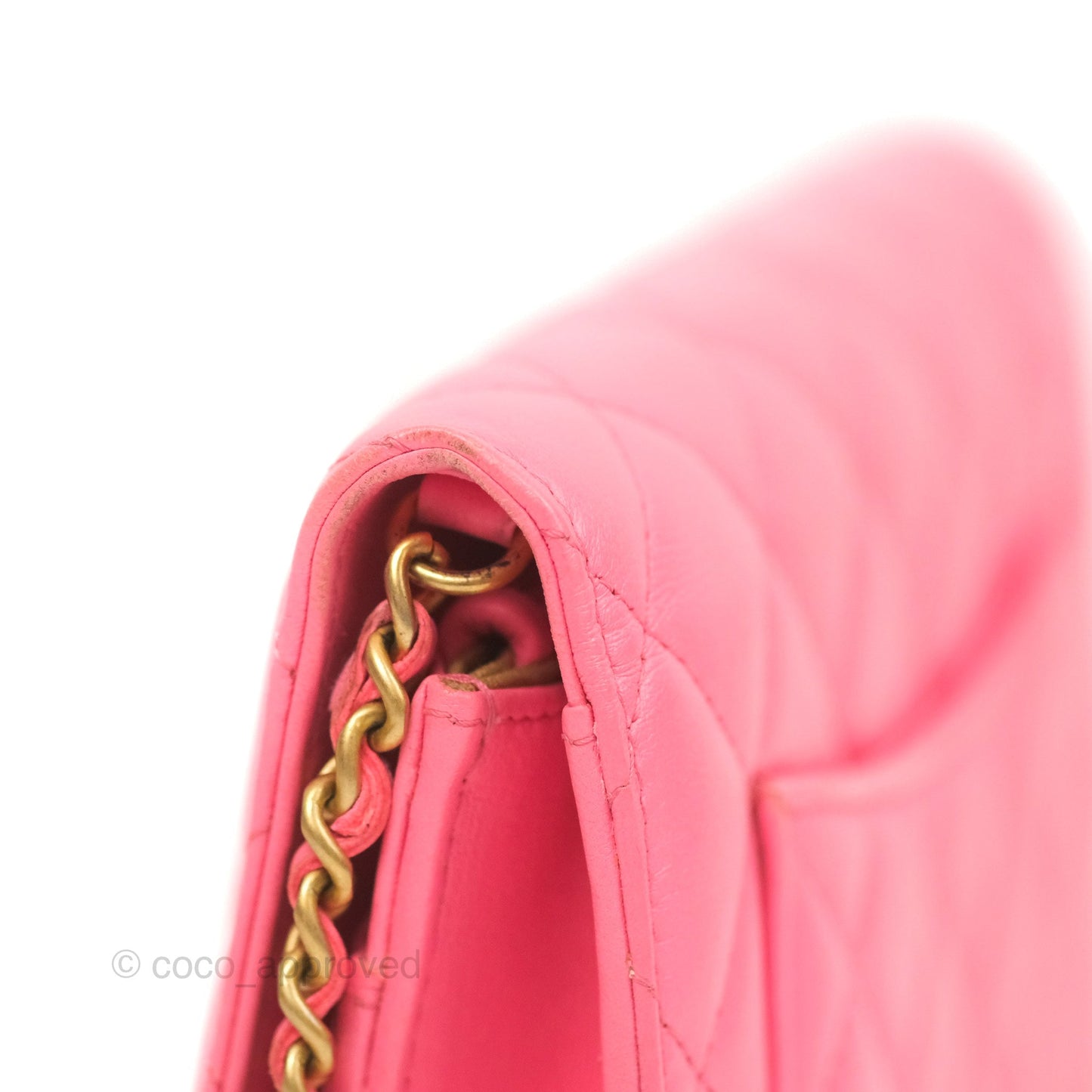 Chanel Quilted Pearl Crush Wallet on Chain WOC Pink Lambskin Aged Gold Hardware