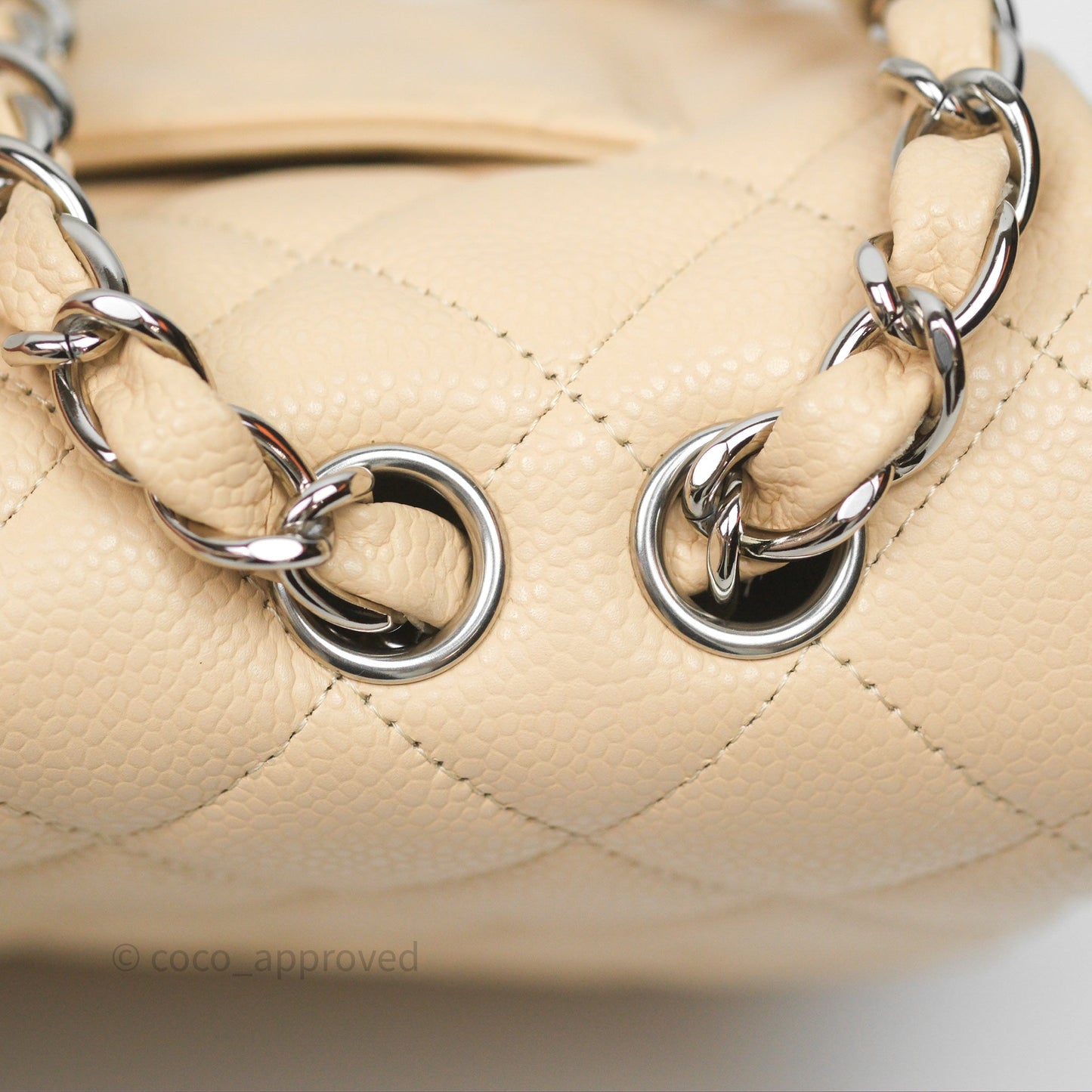 Chanel Jumbo Single Flap Beige Caviar Silver Hardware