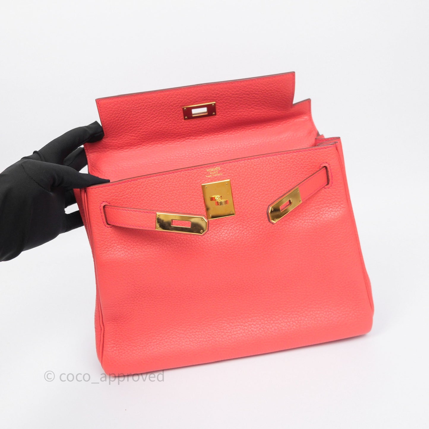 Hermès Kelly 28 Rose Jaipur Retourne Togo Gold Hardware