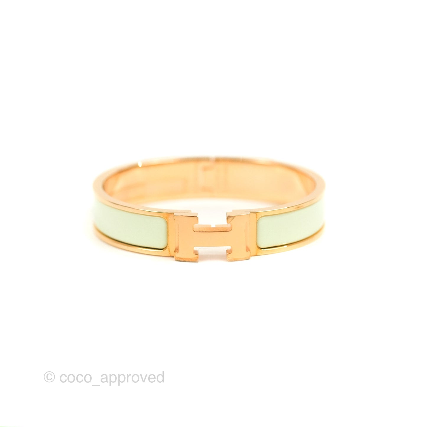 Hermès Clic H Bracelet Vert Fizz Rose Gold Hardware PM